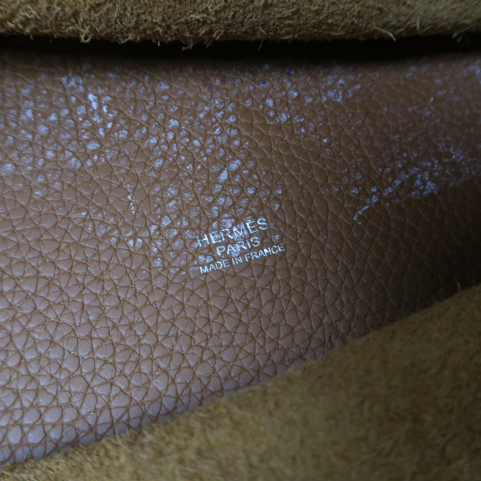 HERMES Clemence皮革Picotin MM銀扣手挽袋Gold棕色