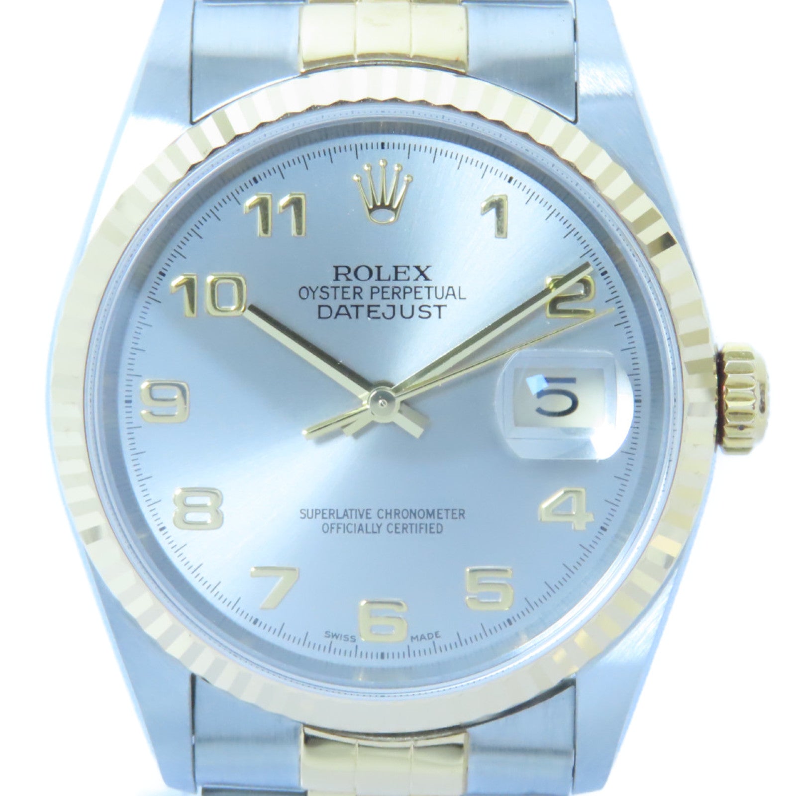 ROLEX Datejust 18K黃金/不鏽鋼手錶自動機芯銀色