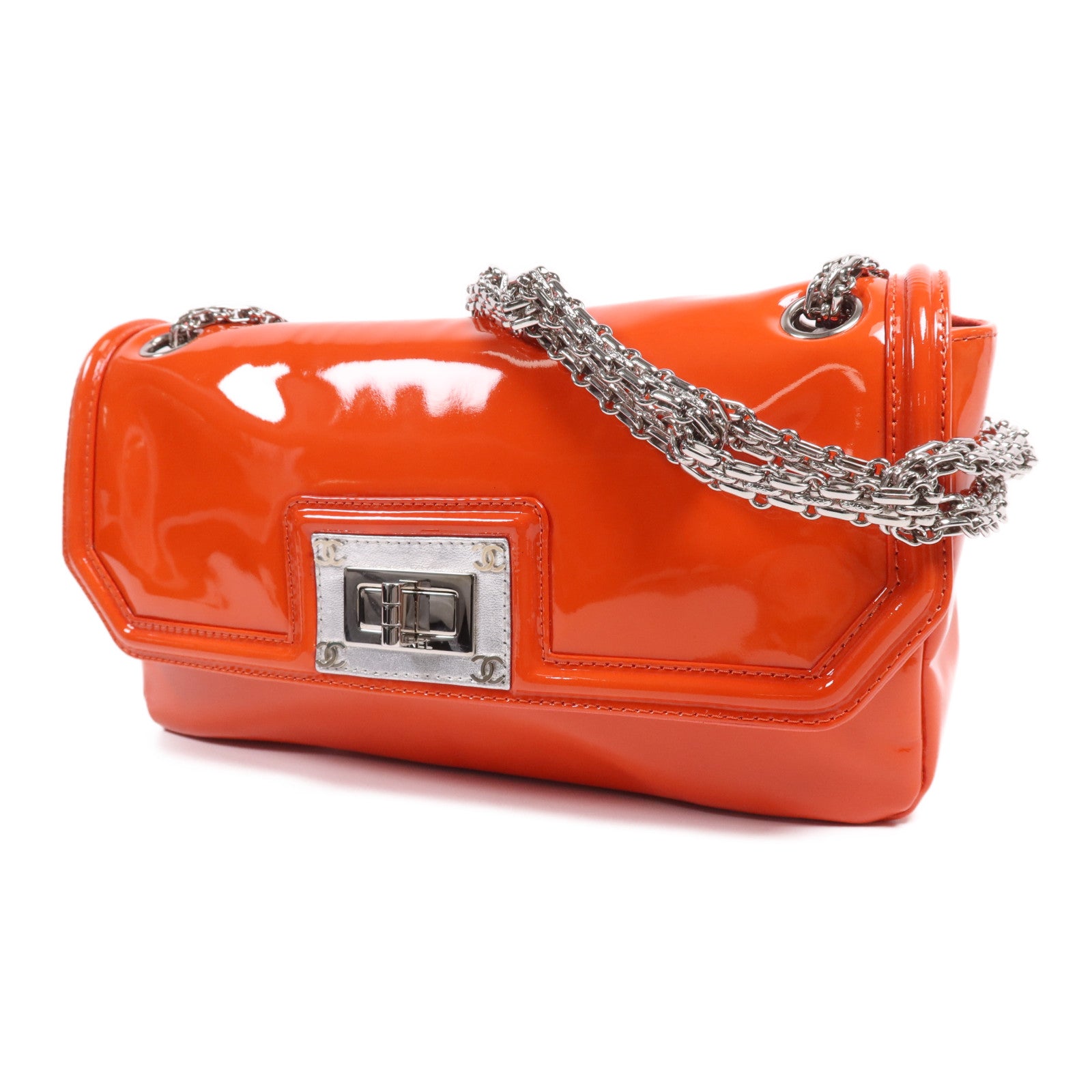 CHANEL 【激減優惠】漆皮皮革Chain Shoulder Bag銀扣肩背袋