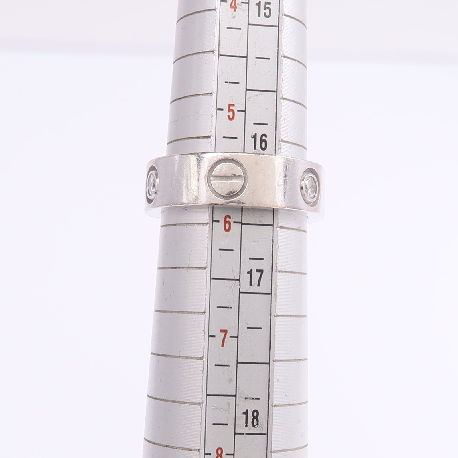CARTIER 18K白金Love Ring 3 Diamonds鑽石戒指Cartier#51/US#5.75