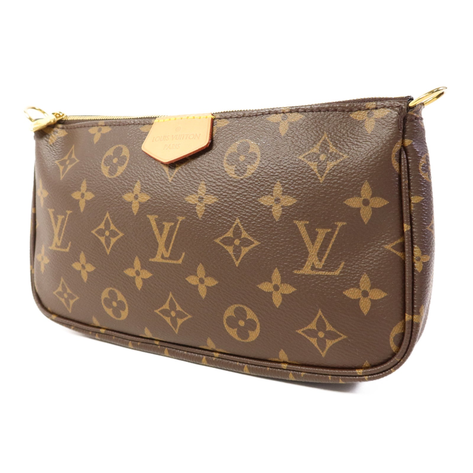 LOUIS VUITTON Monogram Multi Pochette Accessoires金扣手挽肩背兩用袋棕色