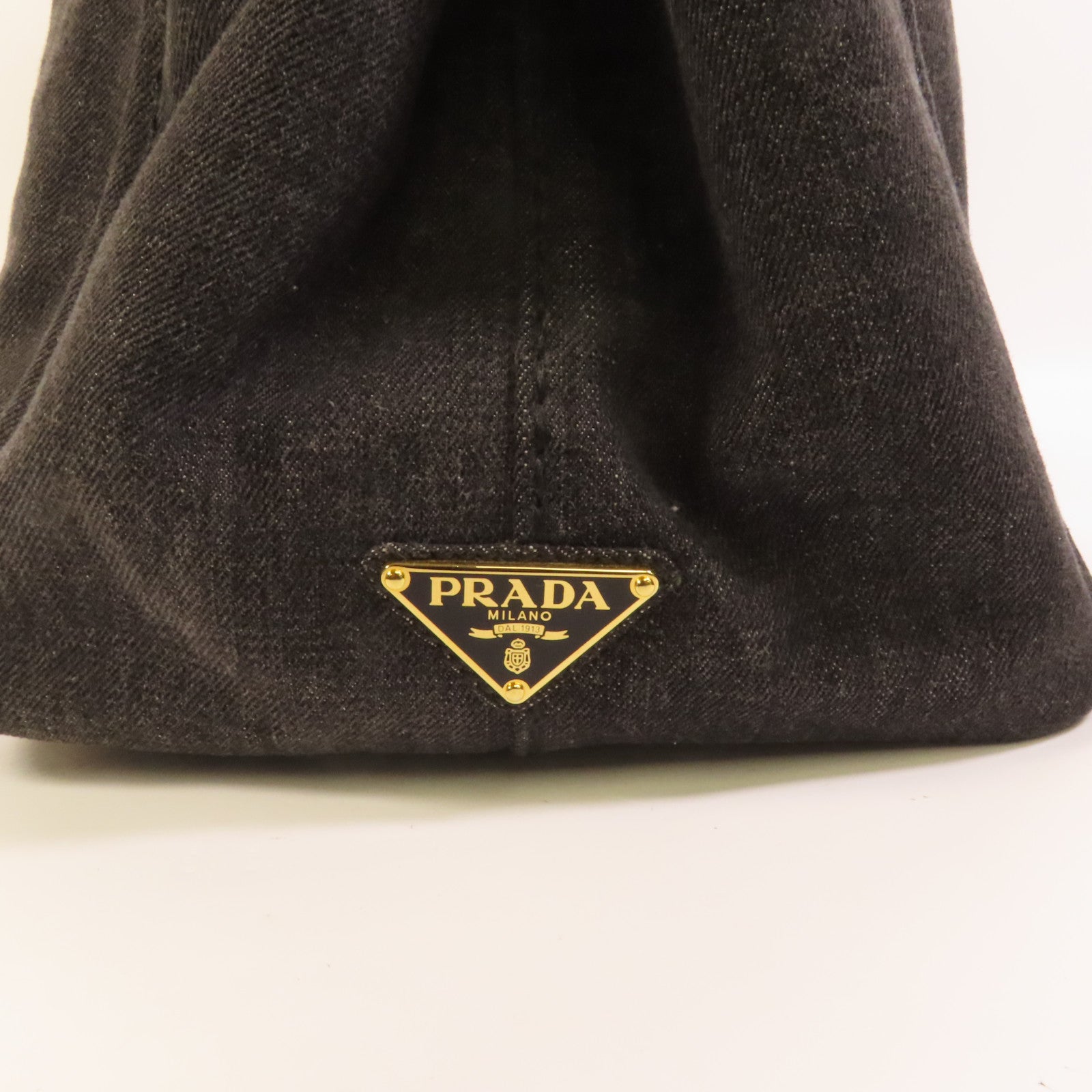 PRADA Denim Canapa金扣手挽肩背兩用袋