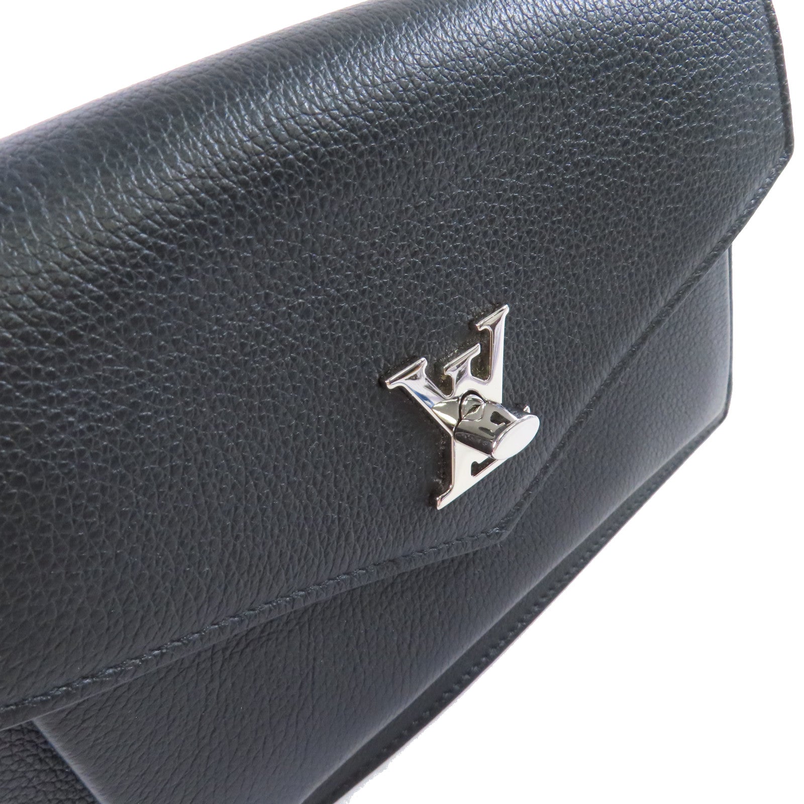 LOUIS VUITTON 牛皮皮革Mylockme Chain Pochette Shoulder Bag鏈帶肩背袋黑色