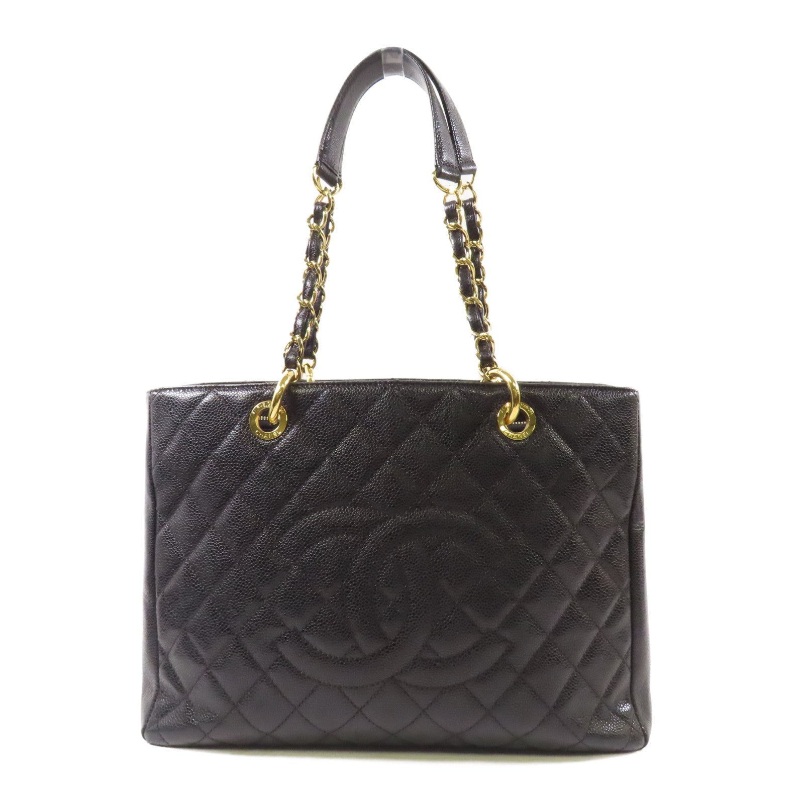 CHANEL 牛皮皮革GST Grand Shopping Tote Bag金扣鏈帶肩背袋