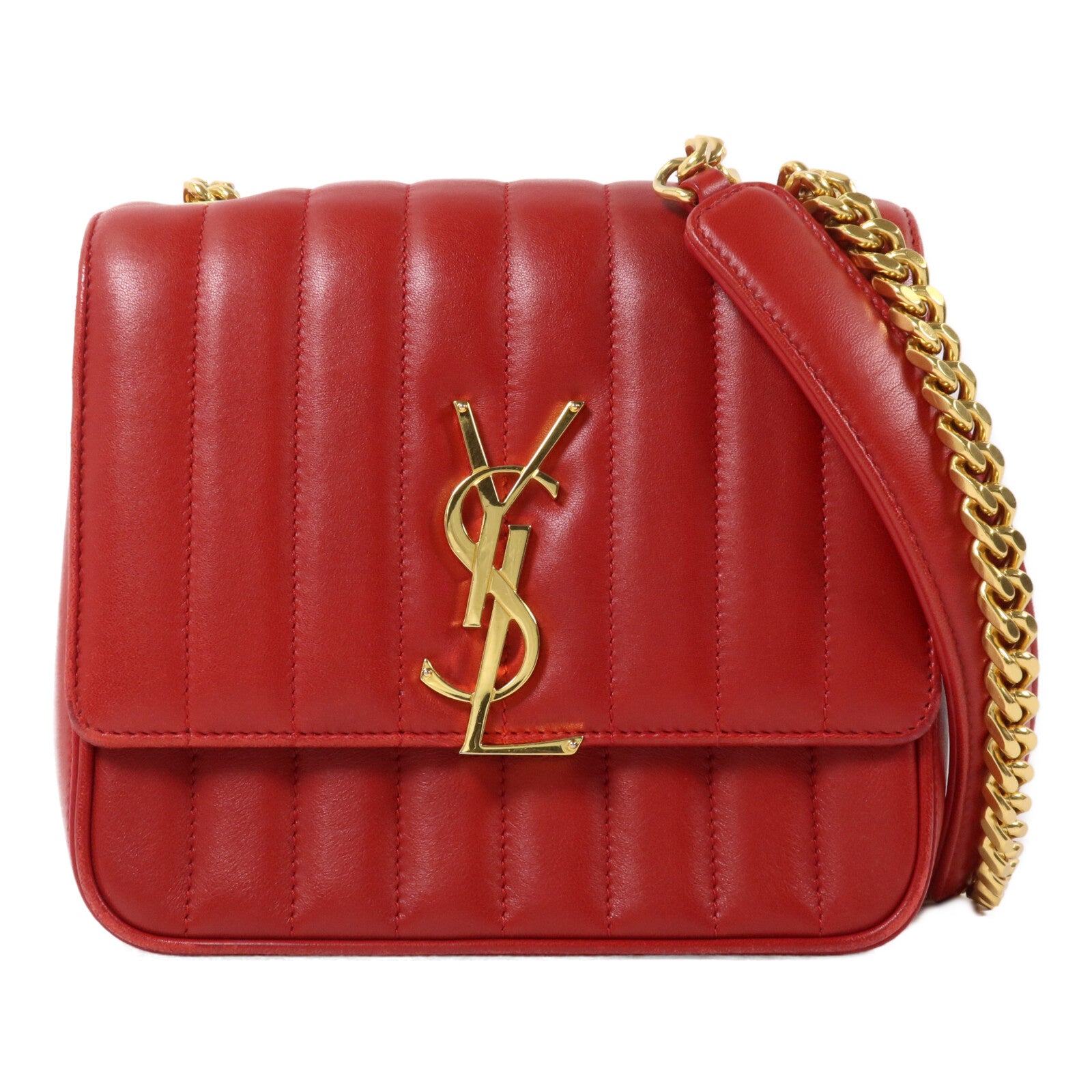 SAINT LAURENT 羊皮皮革Vicky Medium鏈帶肩背袋