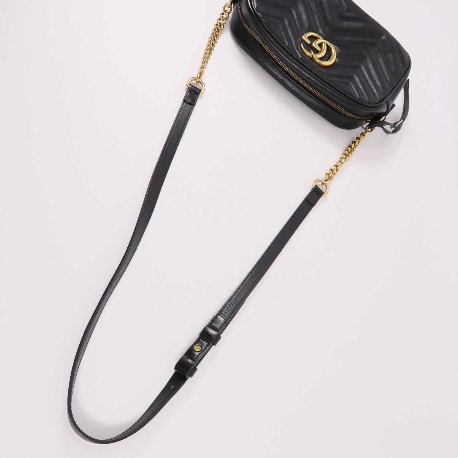 GUCCI 牛皮皮革GG Marmont鏈帶肩背袋