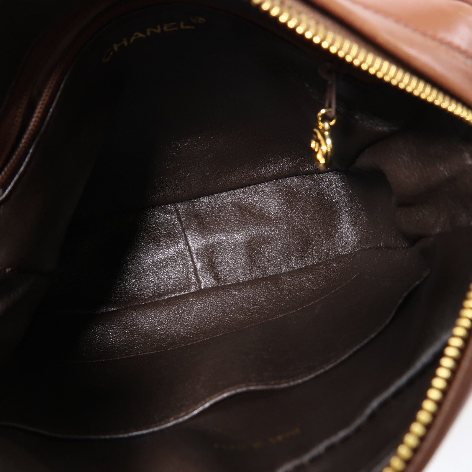 CHANEL 菱格羊皮皮革Shoulder Bag金扣肩背袋啡色
