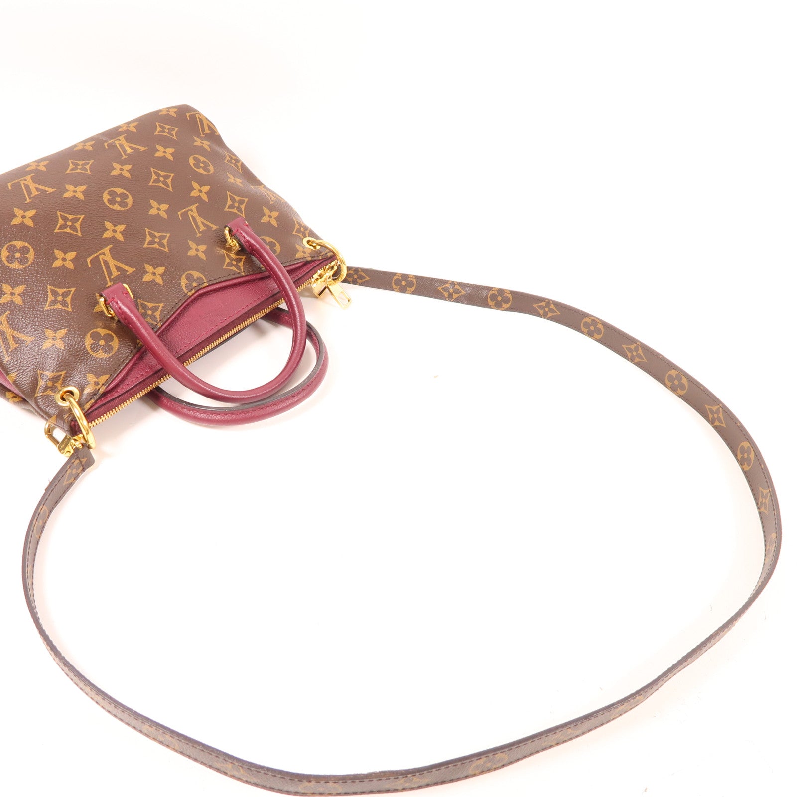 LOUIS VUITTON Monogram Pallas BB金扣手挽肩背兩用袋棕色/紫色