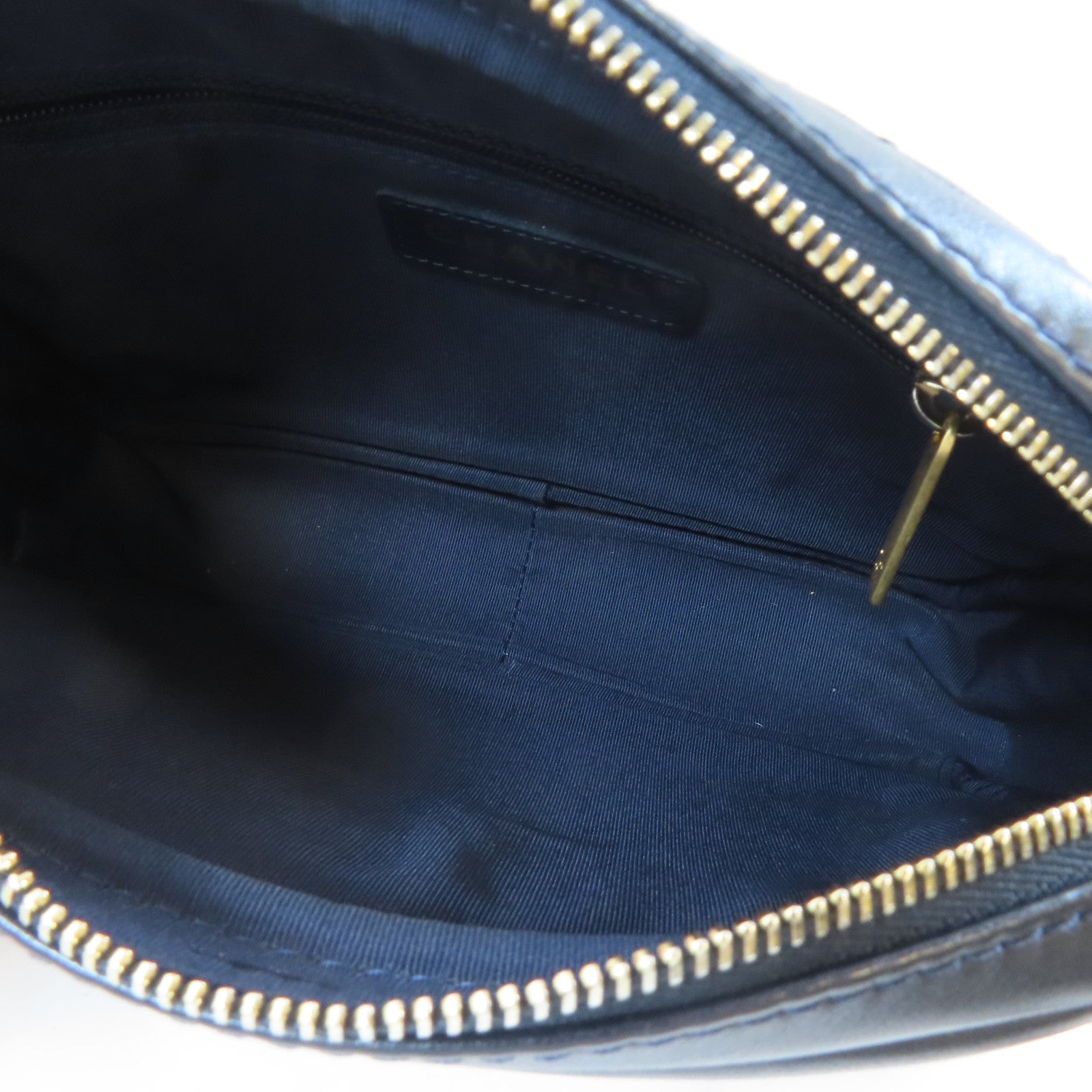 CHANEL 【激減優惠】菱格牛皮皮革Chain Shoulder Bag金扣肩背袋深藍色