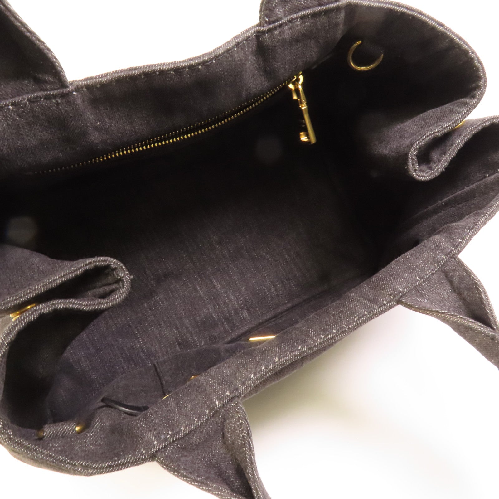 PRADA Denim Canapa金扣手挽肩背兩用袋