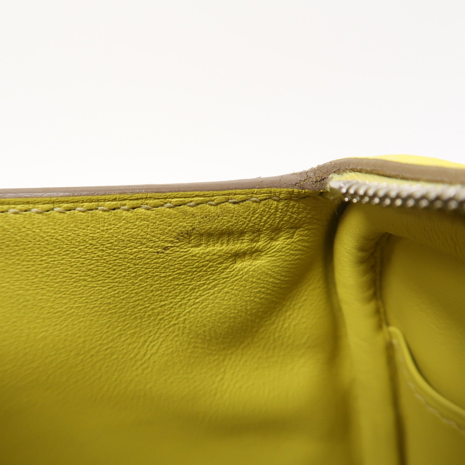 HERMES Clemence皮革Mini Lindy銀扣肩背袋黃色