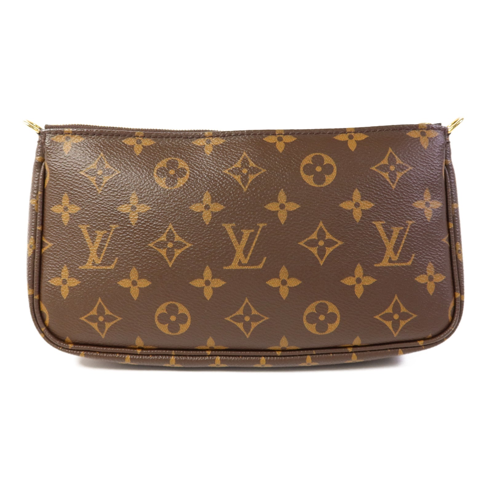 LOUIS VUITTON Monogram Multi Pochette Accessoires金扣手挽肩背兩用袋棕色