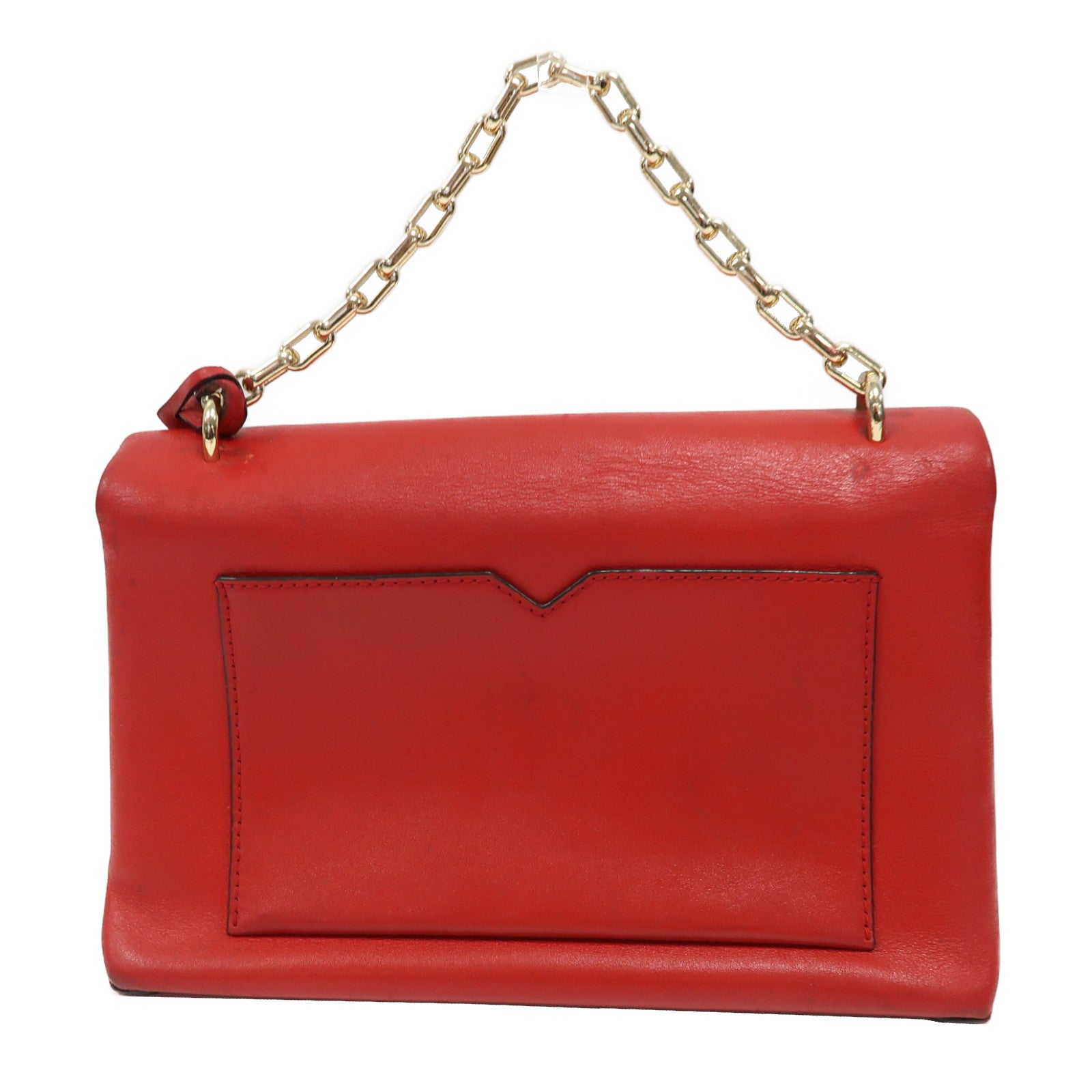 Michael Kors 牛皮皮革Chain Shoulder金扣手挽肩背兩用袋紅色
