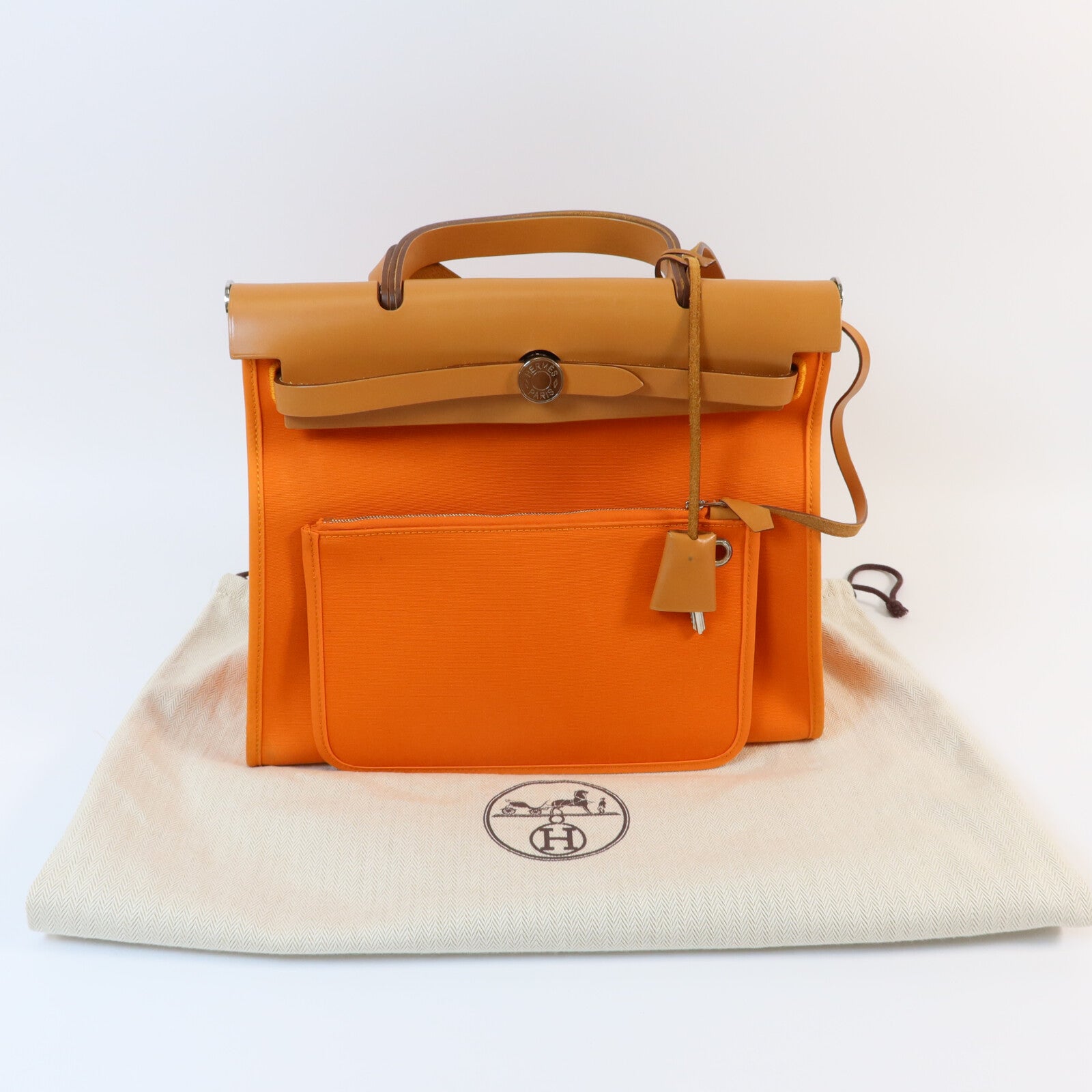 HERMES 帆布Herbag PM手挽肩背兩用袋Orange