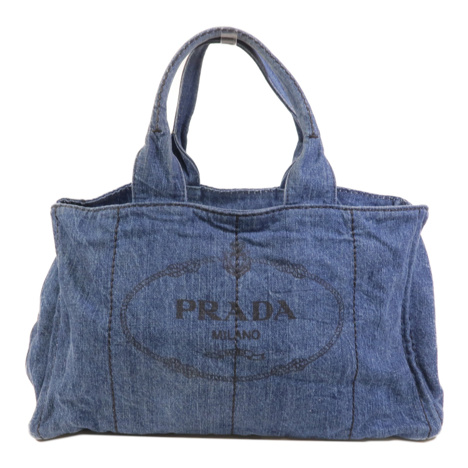 PRADA 牛仔布Canapa Large Tote手挽袋