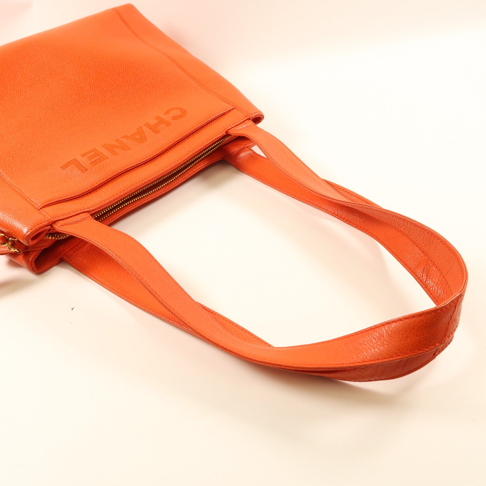 CHANEL (PRICE DOWN) CC GHW Shoulder Bag Calfskin Leather Orange