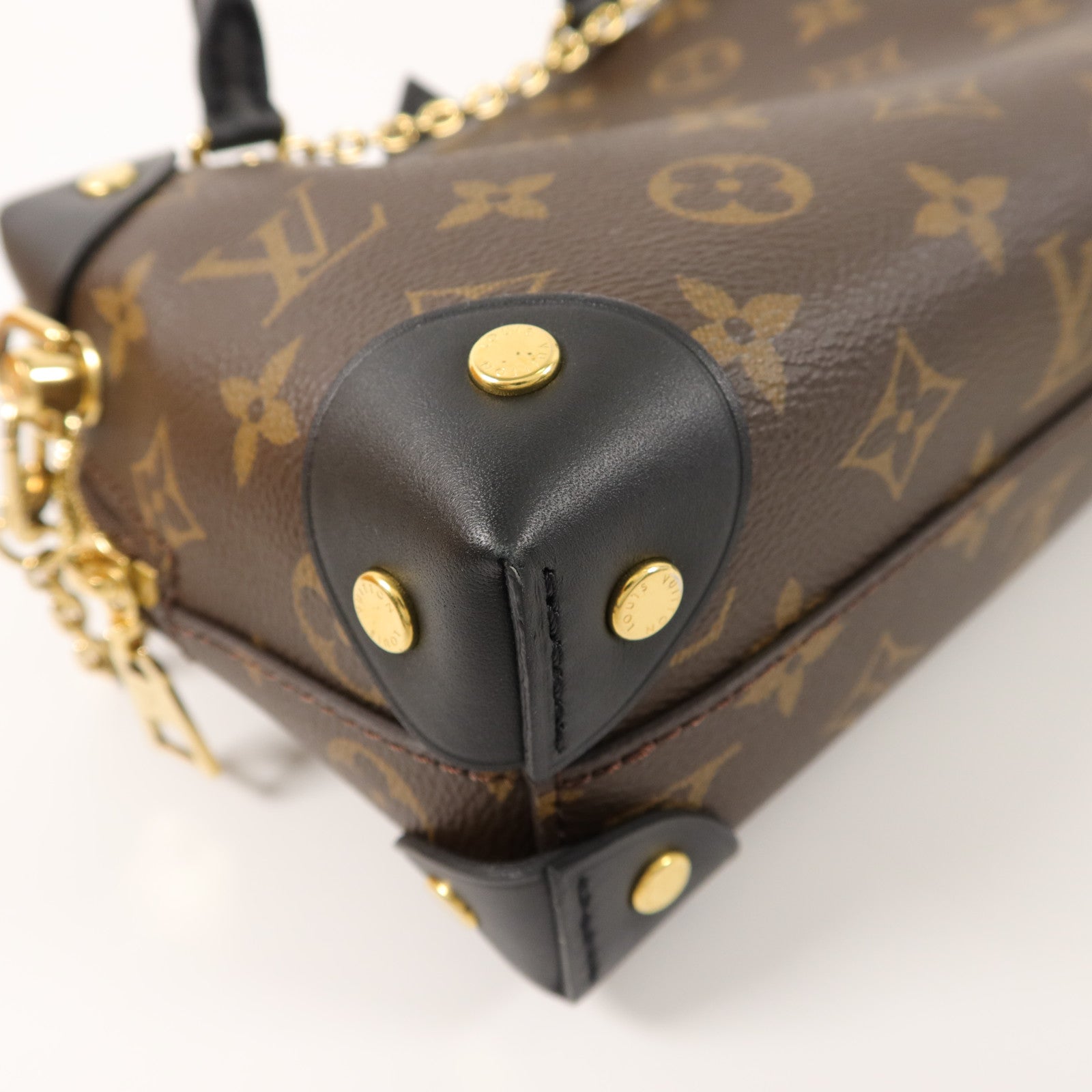 LOUIS VUITTON Monogram Petite Malle Souple金扣手挽肩背兩用袋棕色