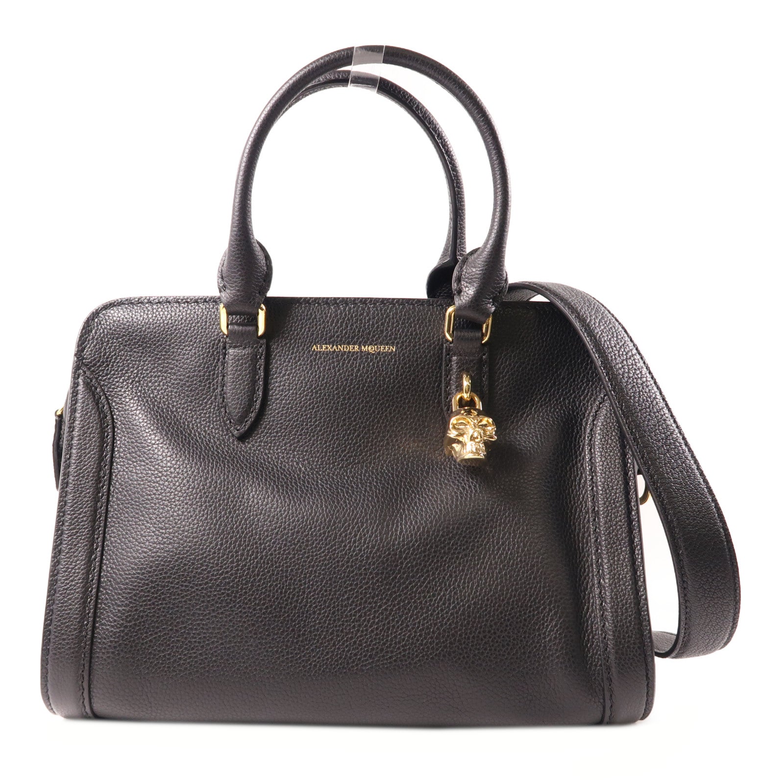 SELECTION 牛皮皮革Alexander Mcqueen Hand Bag金扣手挽肩背兩用袋黑色