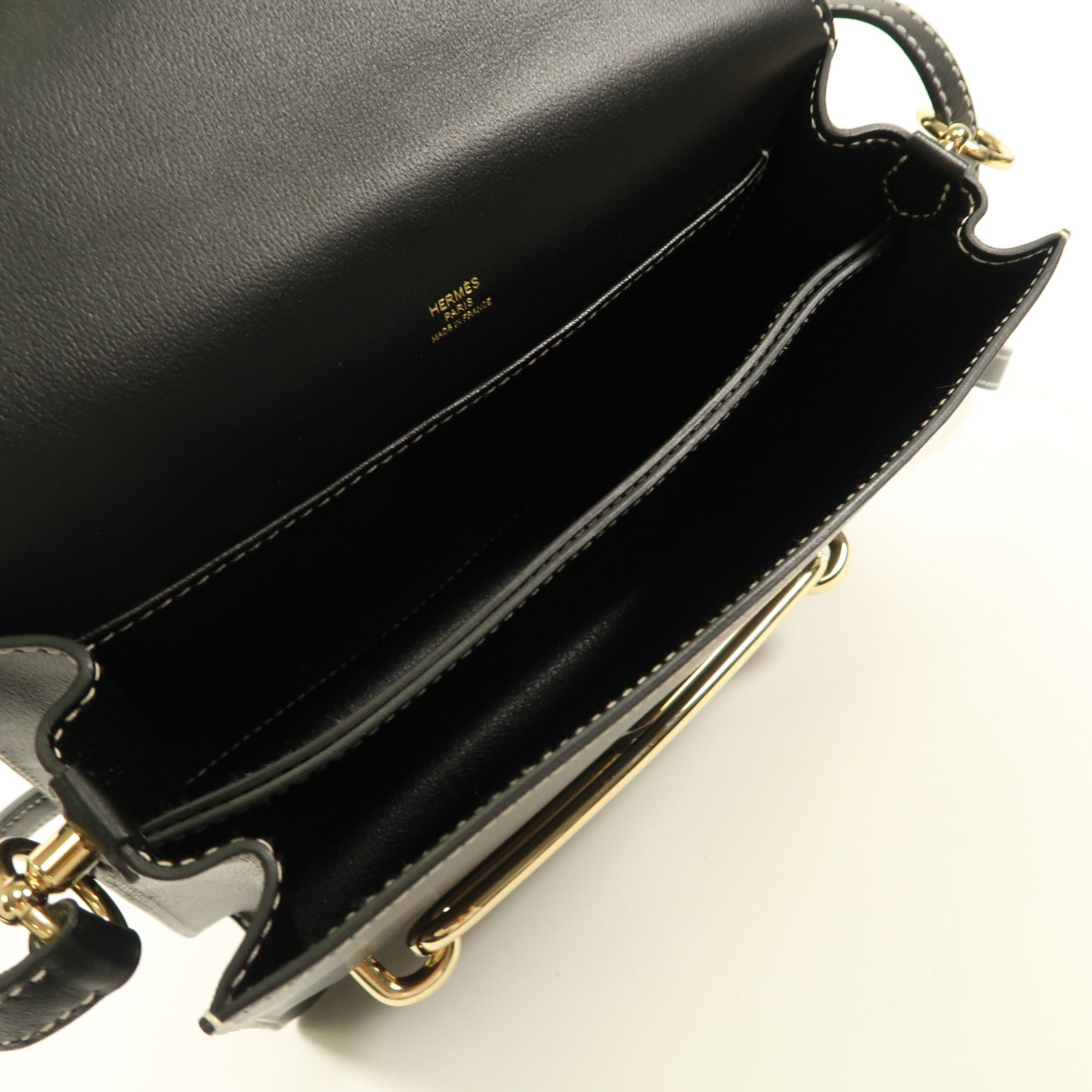 HERMES【激減優惠】 Evercolor皮革Roulis 23金扣肩背袋Noir
