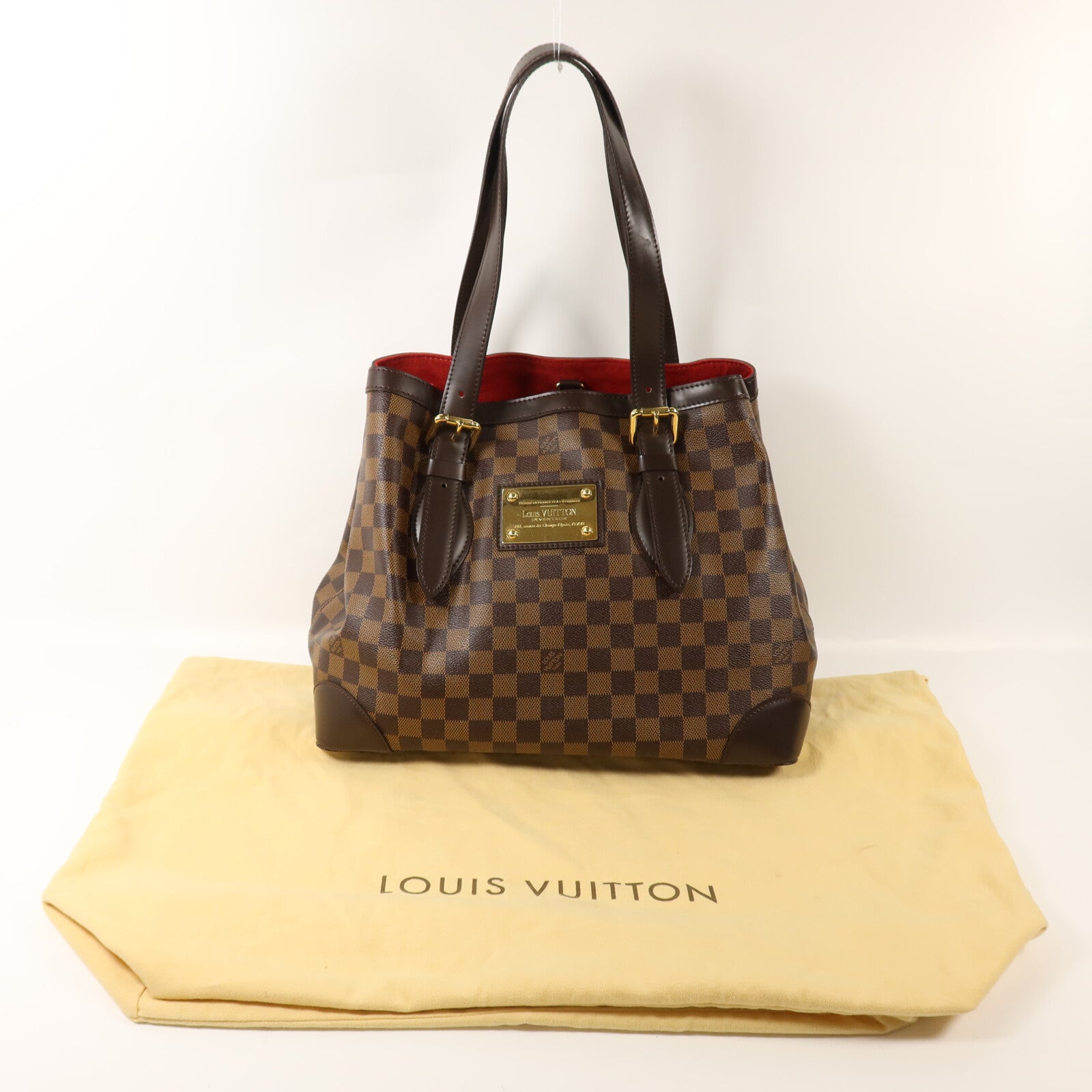 LOUIS VUITTON Damier Hampstead MM金扣手挽袋