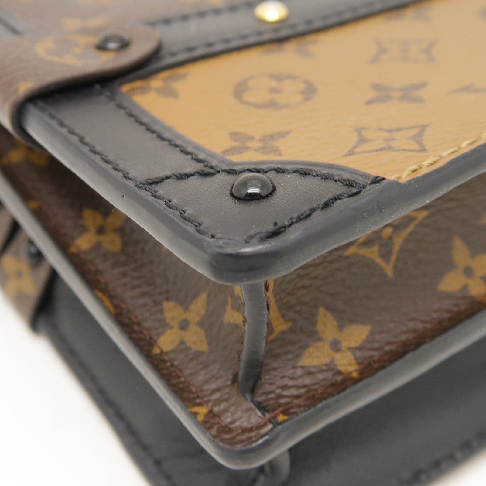 LOUIS VUITTON **【激減優惠】Monogram Reverse Trunk Clutch金扣肩背袋啡色/黑色