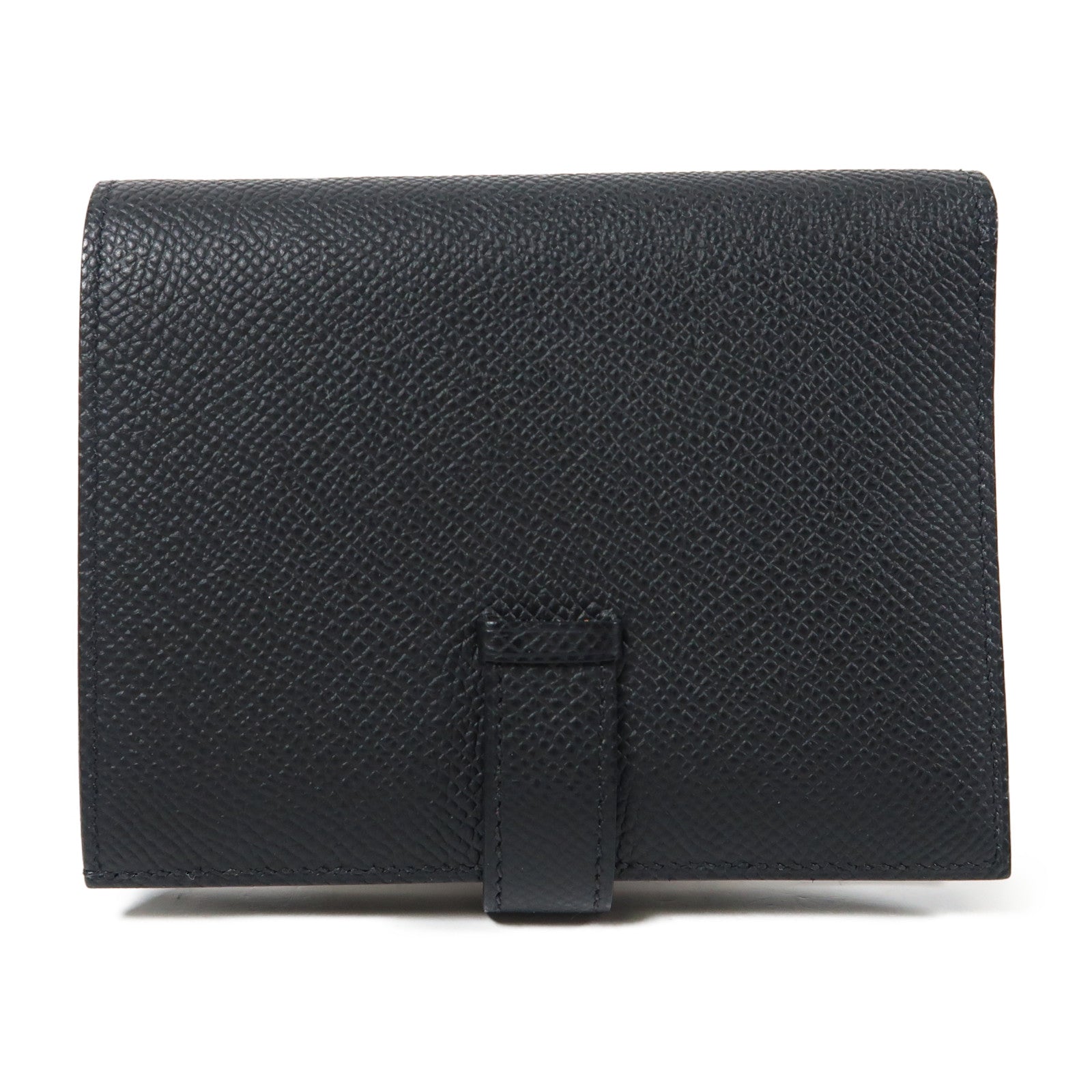 HERMES Epsom Bearn Compact Wallet金扣折疊錢包黑色