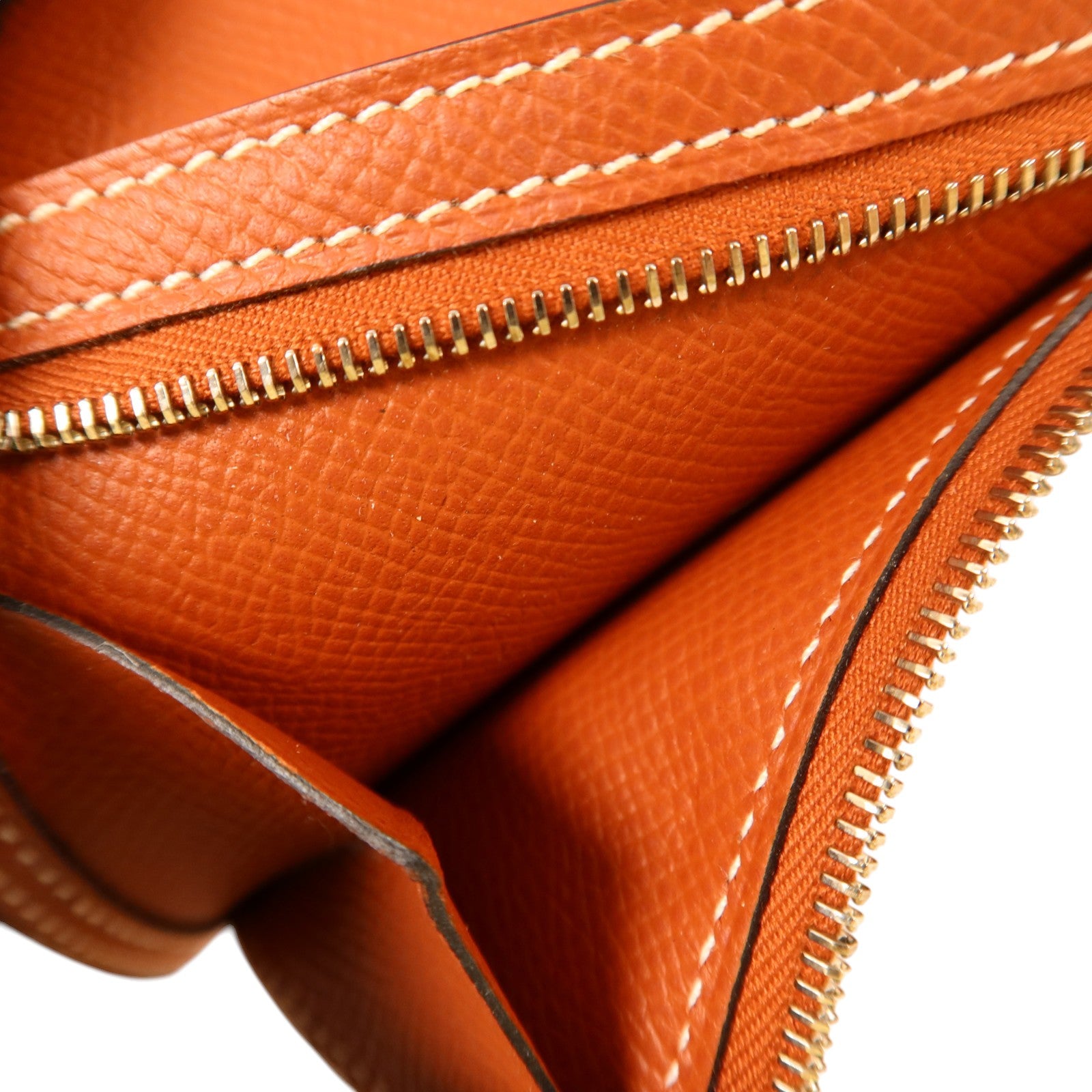 HERMES Epsom皮革Bearn Compact Wallet銀扣錢包Rouge/Rouge Mayen
