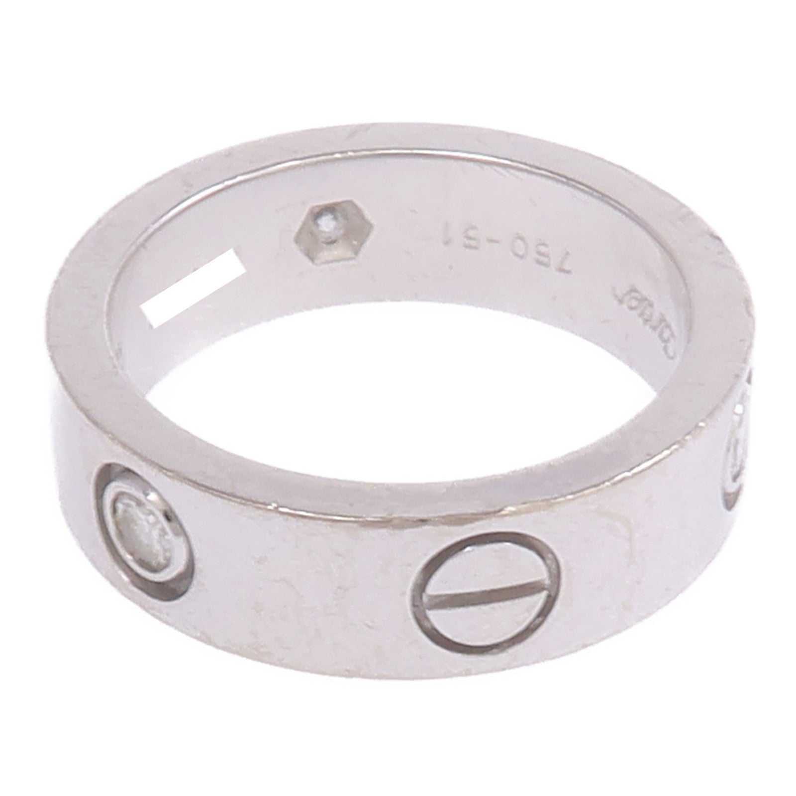 CARTIER 18K白金Love Ring 3 Diamonds鑽石戒指Cartier#51/US#5.75