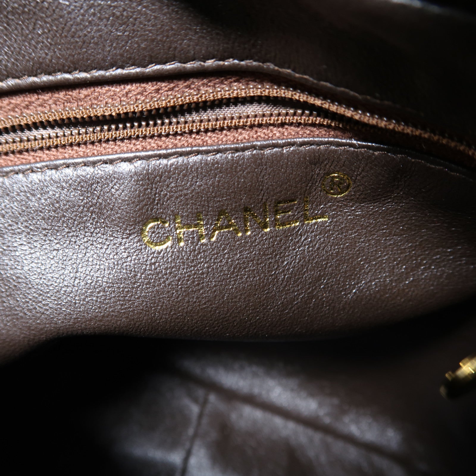 CHANEL 菱格羊皮皮革Shoulder Bag金扣肩背袋啡色