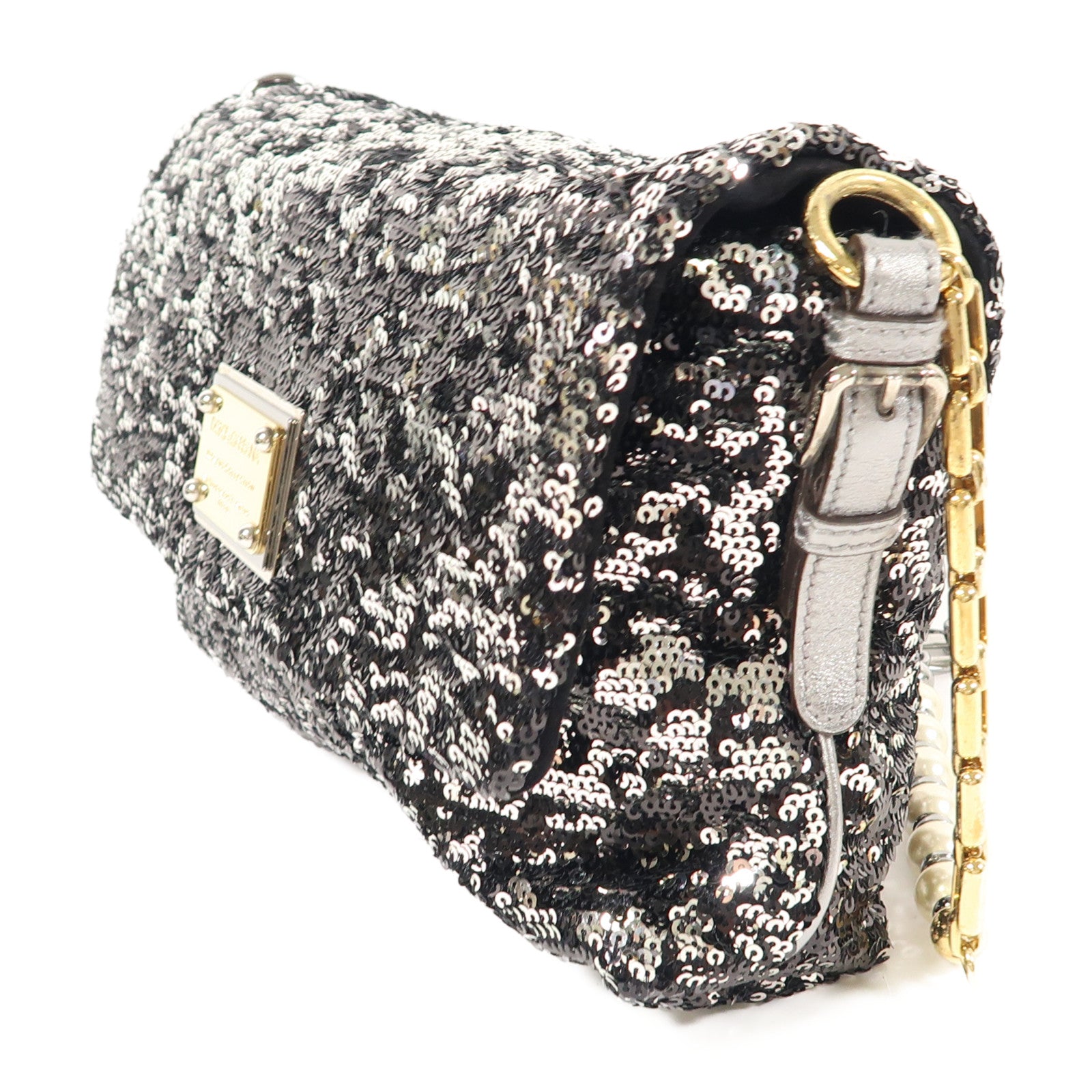 D&G 亮片Miss Charles Flag Bag鏈帶肩背袋