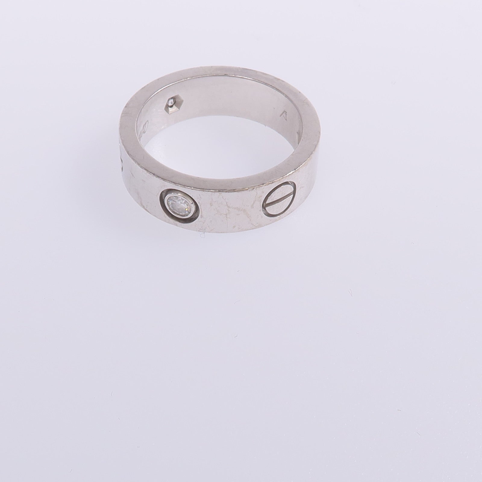 CARTIER 18K白金Love Ring 3 Diamonds鑽石戒指Cartier#51/US#5.75