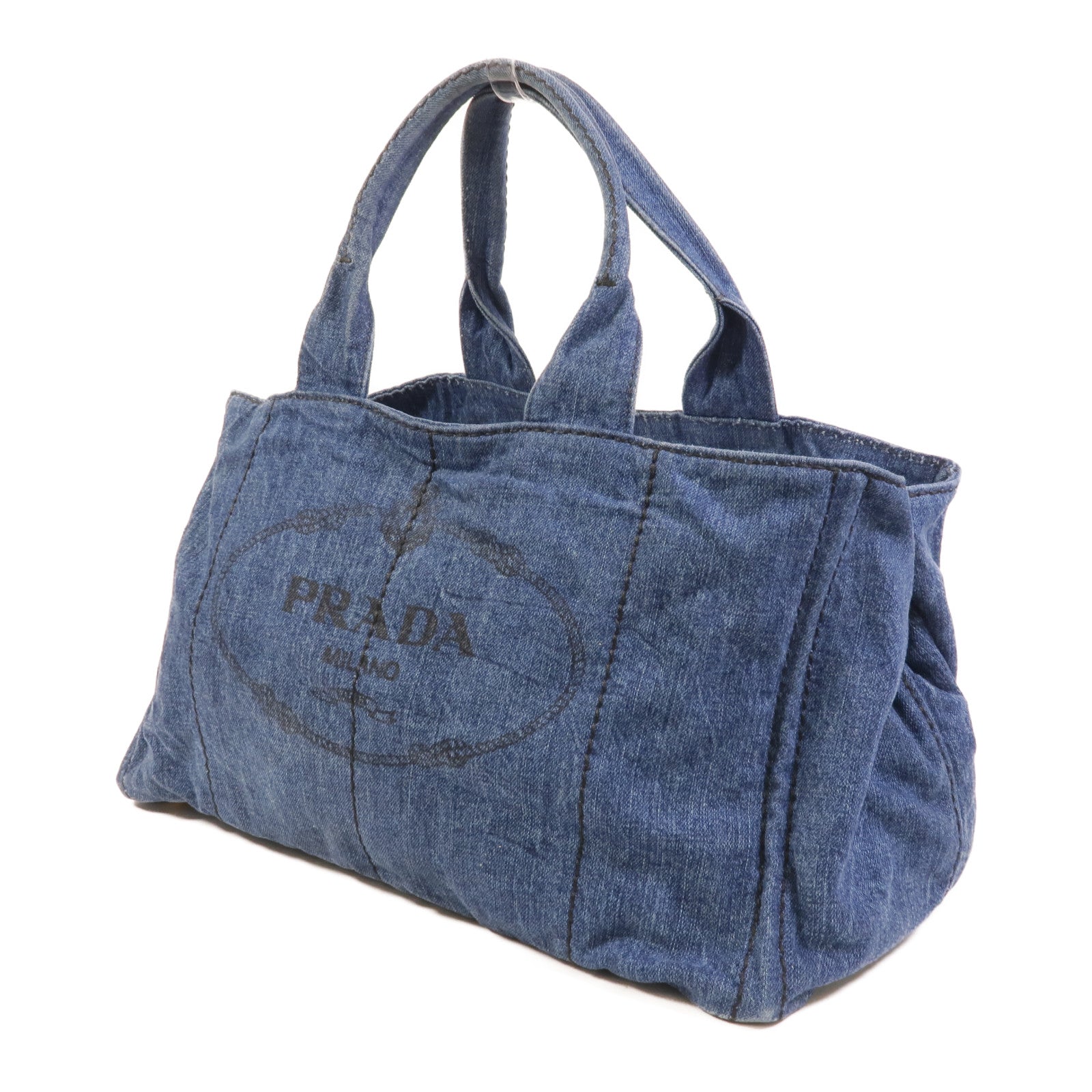 PRADA 牛仔布Canapa Large Tote手挽袋