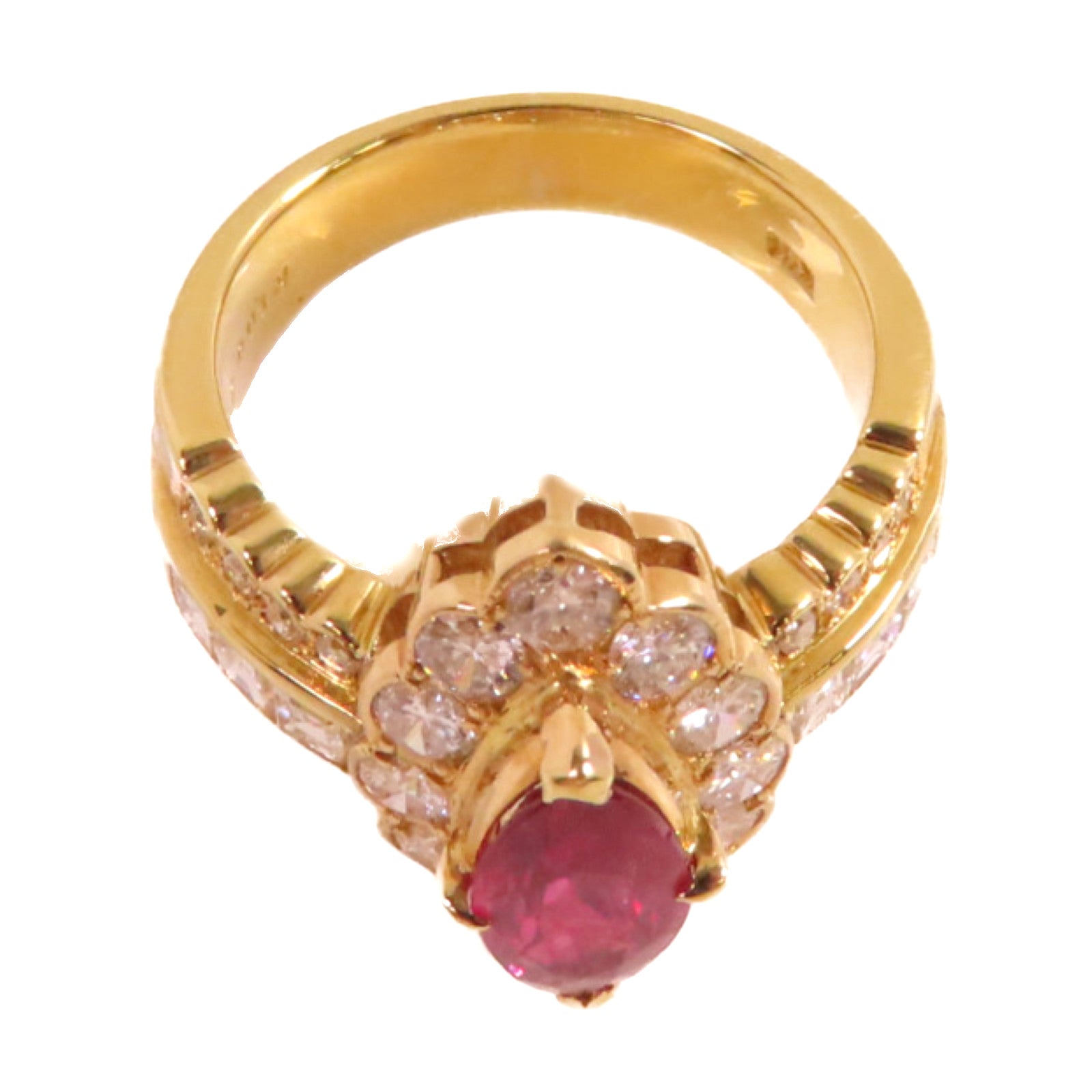 JEWELRY 【激減優惠】18K黃金/1.06ct紅寶石/1.09ct鑚石Ruby Diamond Ring戒指US#5.75