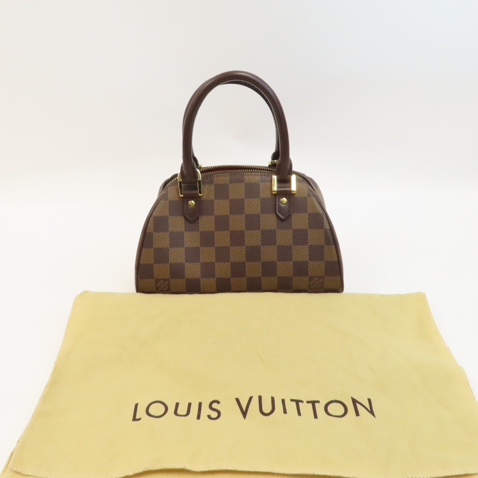 LOUIS VUITTON Damier Rivera Mini金扣手挽袋啡色