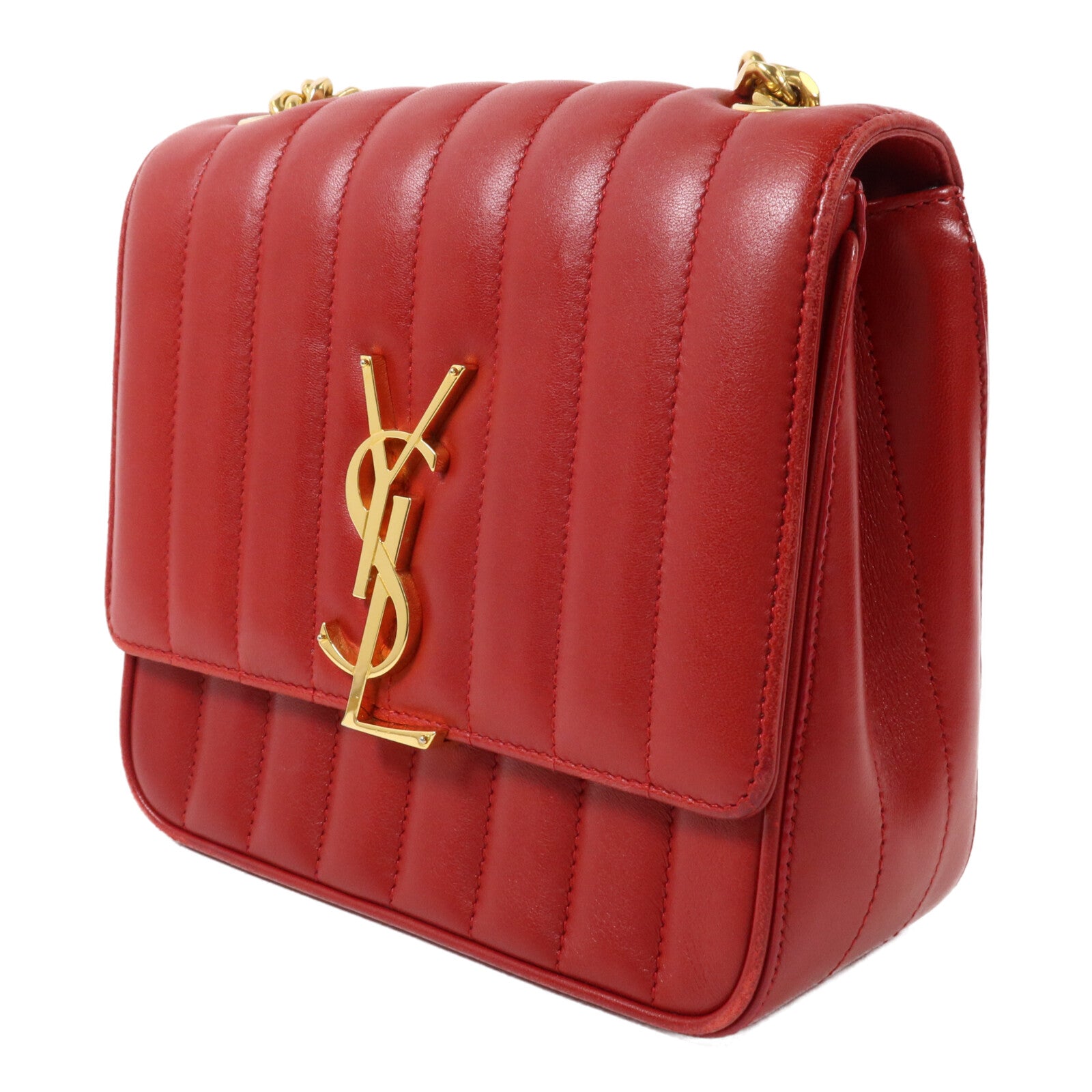 SAINT LAURENT 羊皮皮革Vicky Medium鏈帶肩背袋