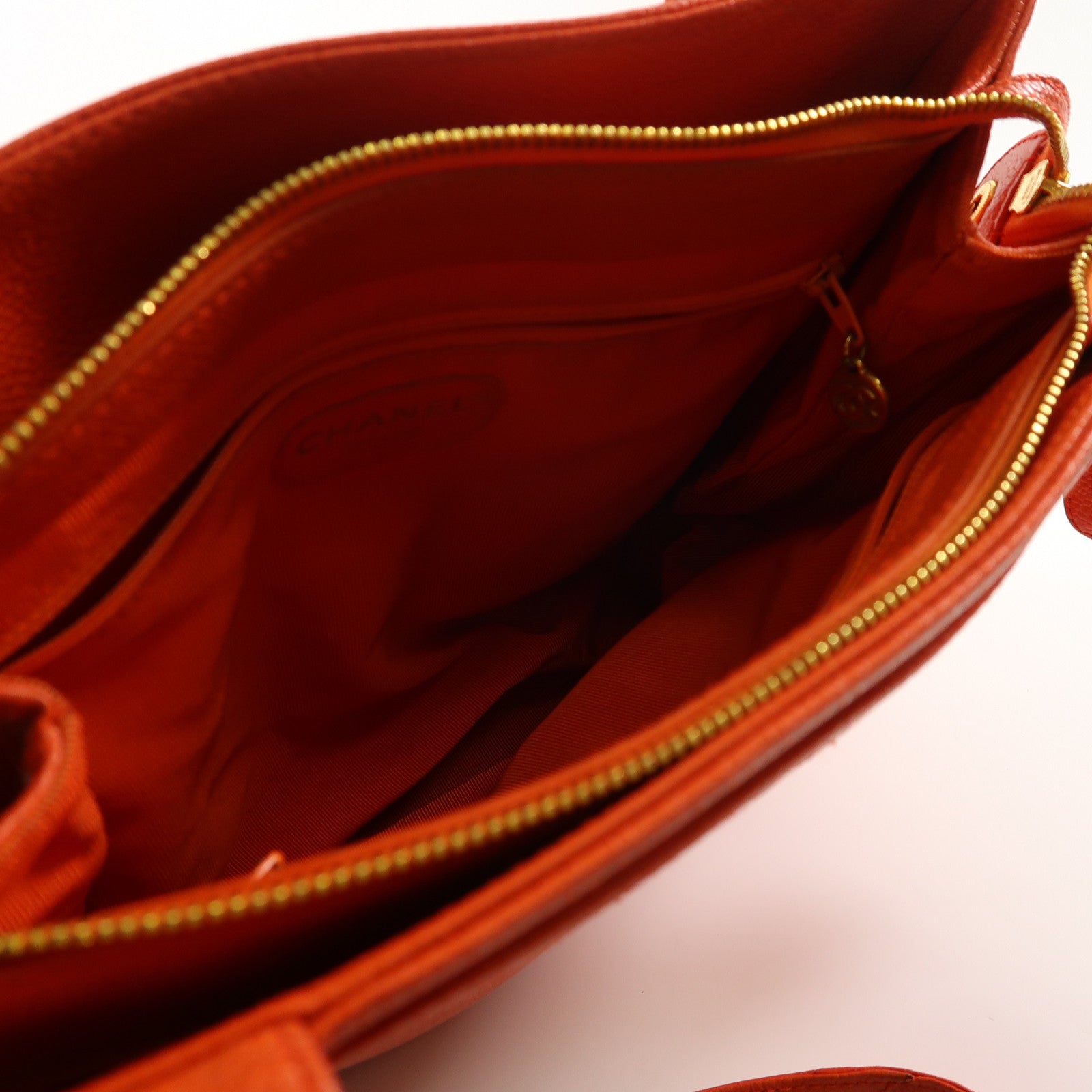 CHANEL (PRICE DOWN) CC GHW Shoulder Bag Calfskin Leather Orange