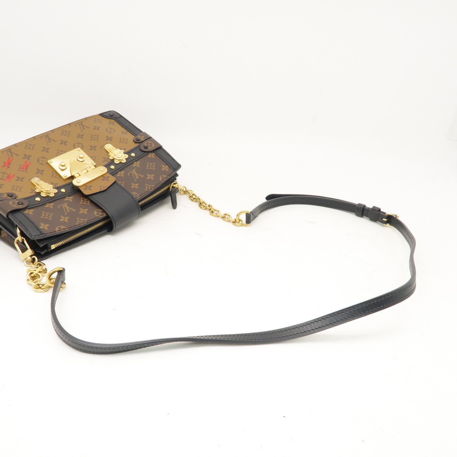 LOUIS VUITTON **【激減優惠】Monogram Reverse Trunk Clutch金扣肩背袋啡色/黑色