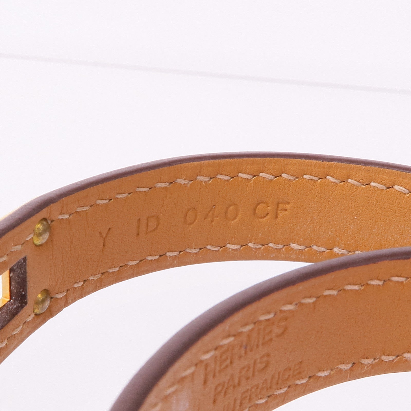 HERMES Epsom/Swift皮革Kelly Double Tour金扣手帶Etoupe