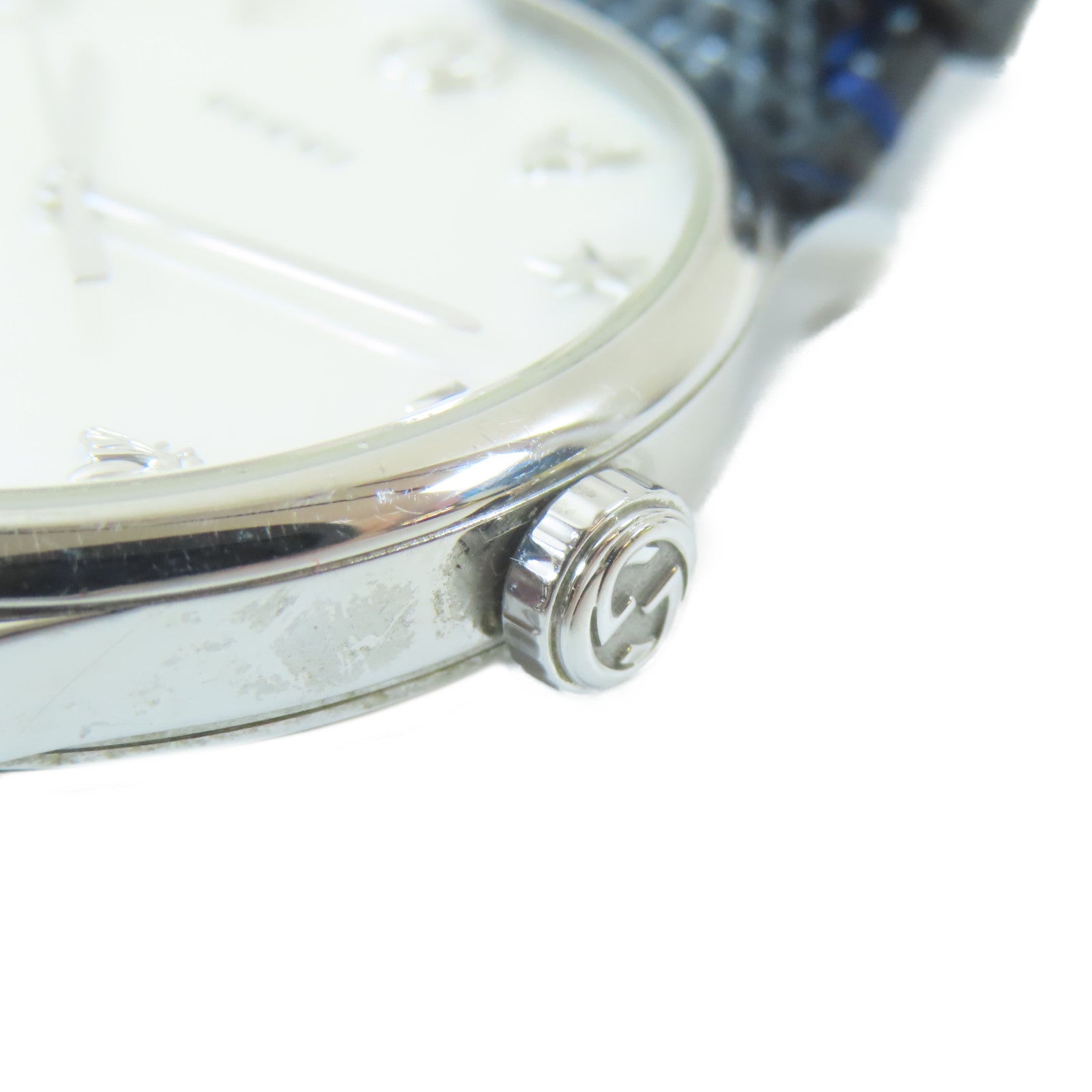 GUCCI 不鏽鋼/蜥蝪皮革G Timeless Watch手錶石英機芯白色#18cm