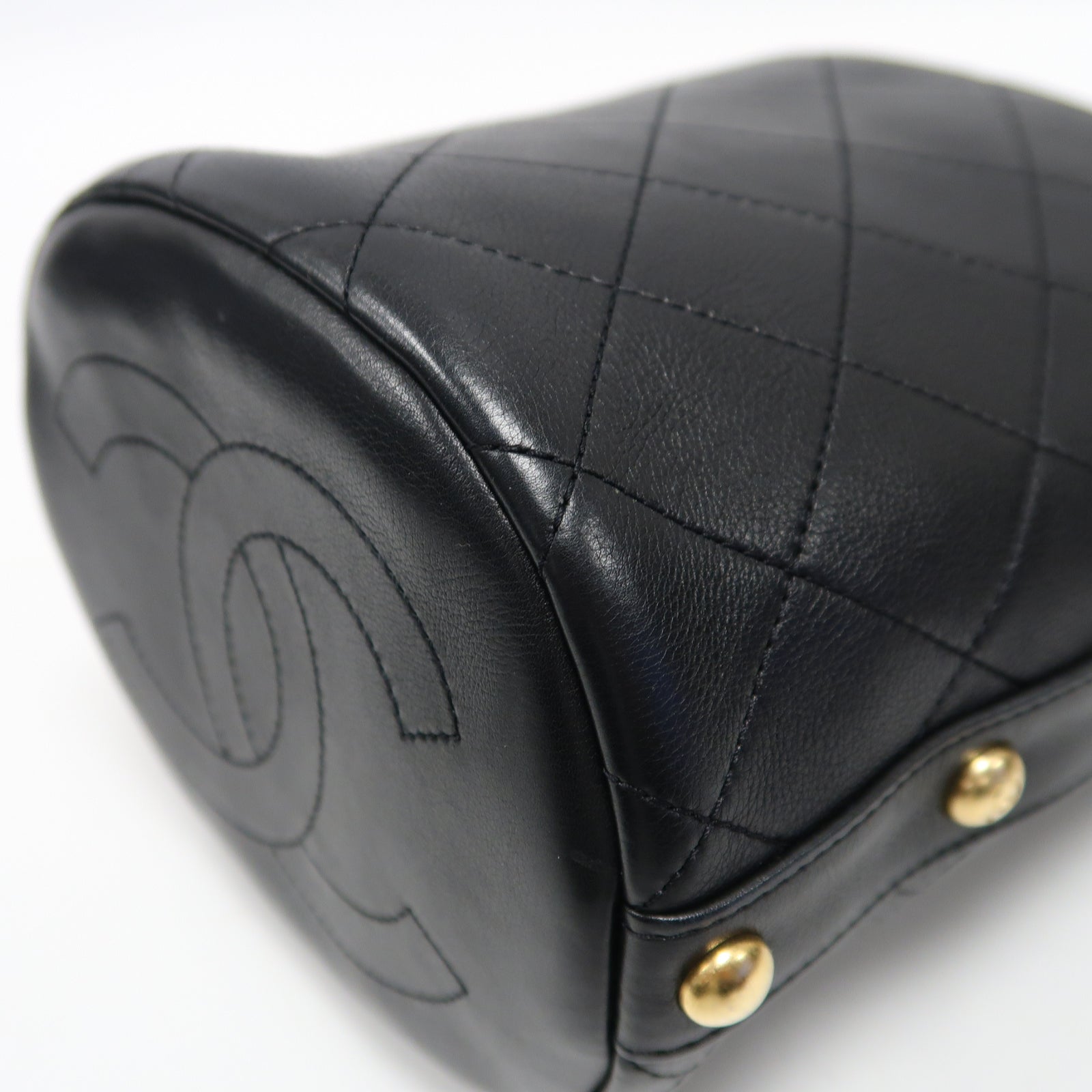 CHANEL 菱格牛皮皮革/花呢2 Way Shoulder金扣手挽肩背兩用袋黑色