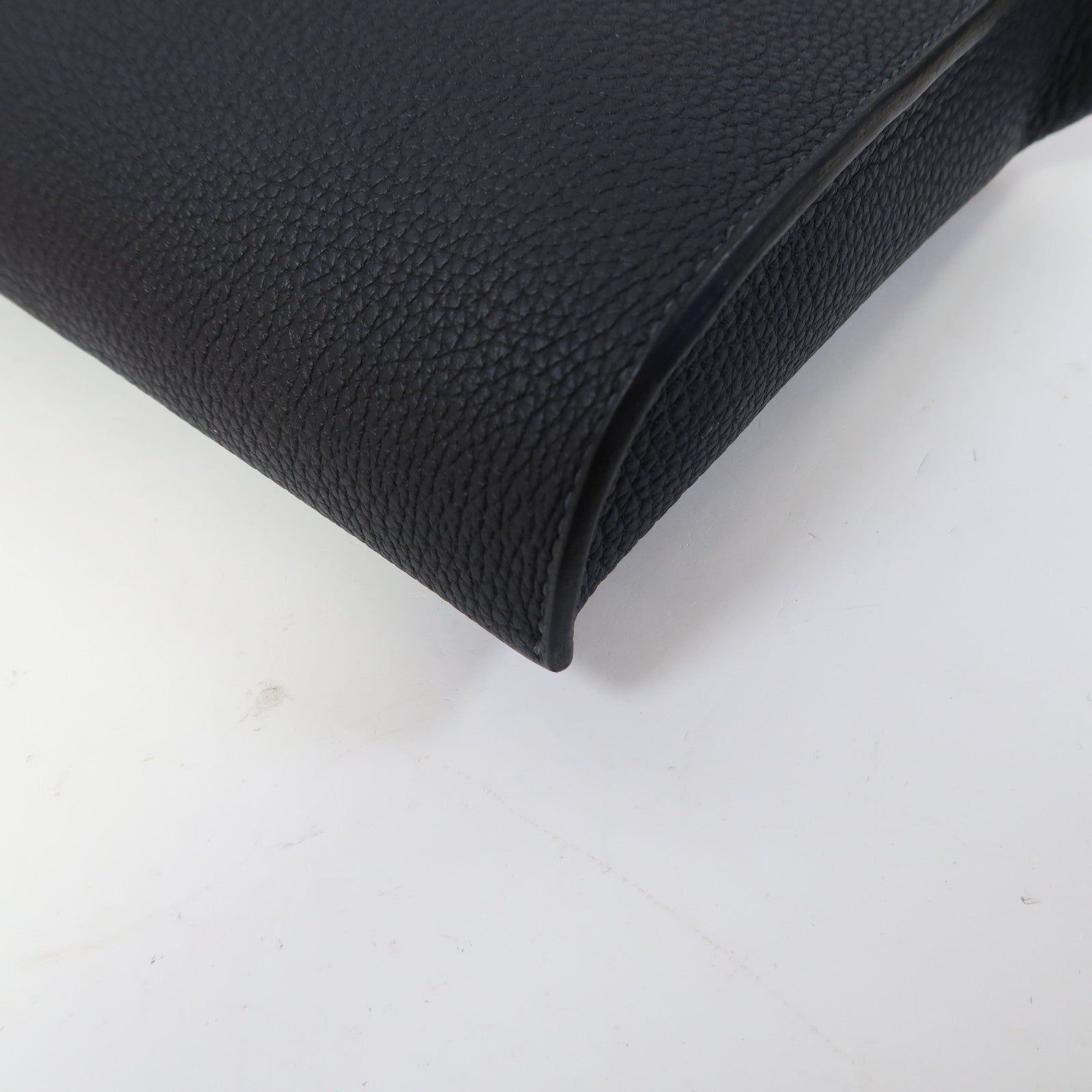 HERMES Clemence皮革Videpoches銀扣肩背袋2Z Bleu Nuit深夜藍