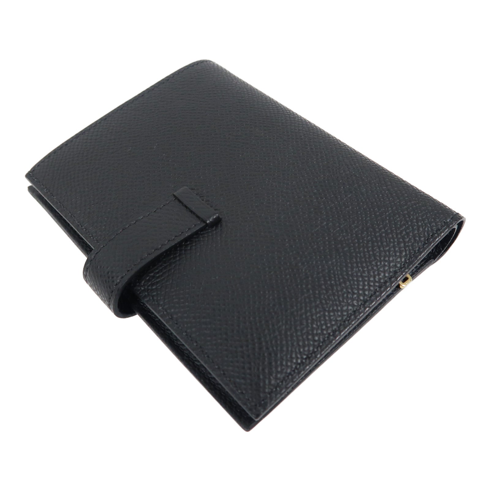 HERMES Epsom Bearn Compact Wallet金扣折疊錢包黑色
