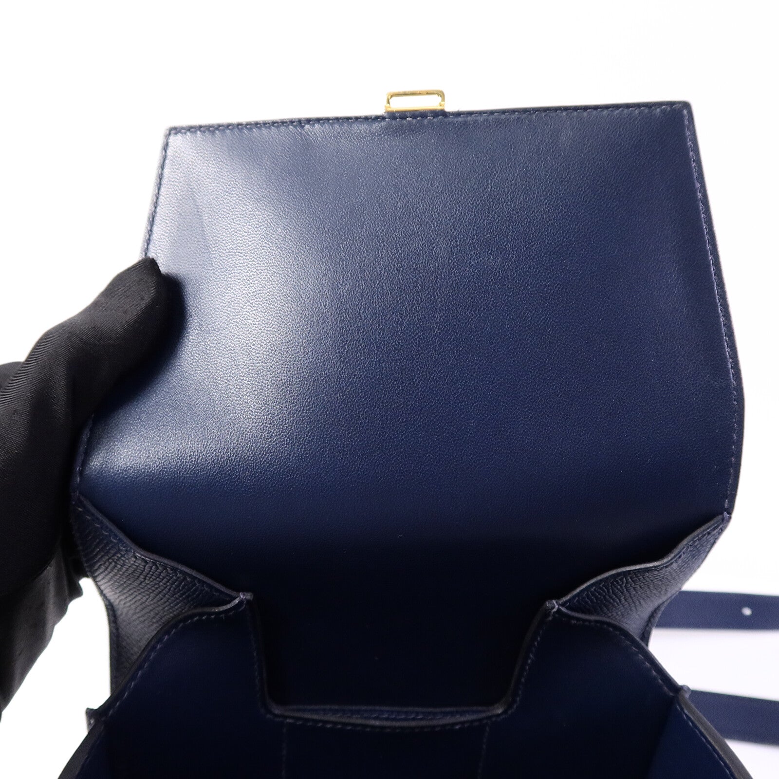 HERMES Epsom皮革Della Cavalleria Mini肩背袋Bleu Indigo