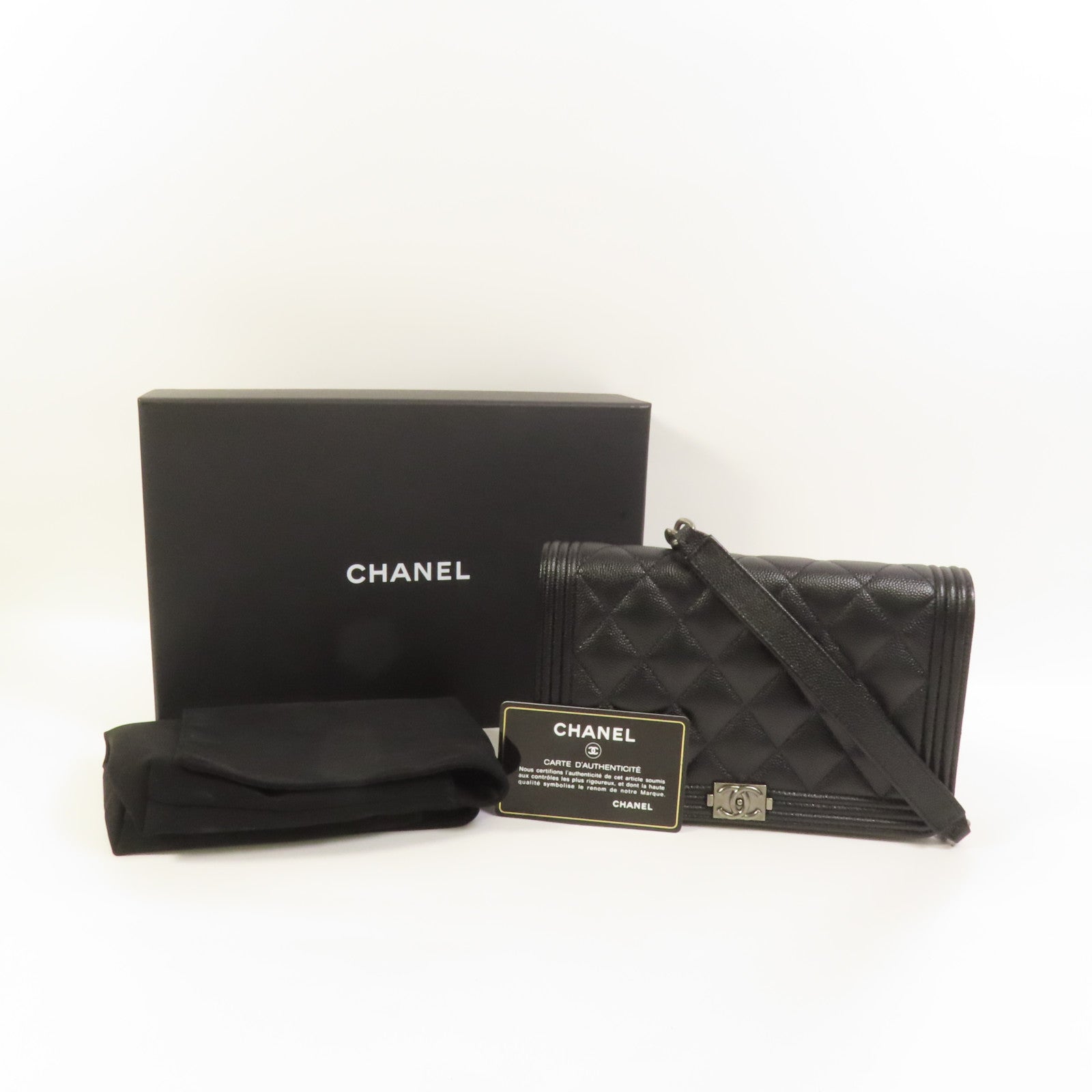 CHANEL 牛皮皮革Boy Woc鏈帶肩背袋