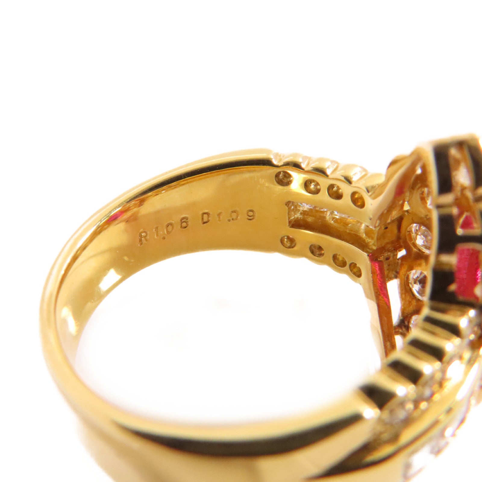JEWELRY 【激減優惠】18K黃金/1.06ct紅寶石/1.09ct鑚石Ruby Diamond Ring戒指US#5.75