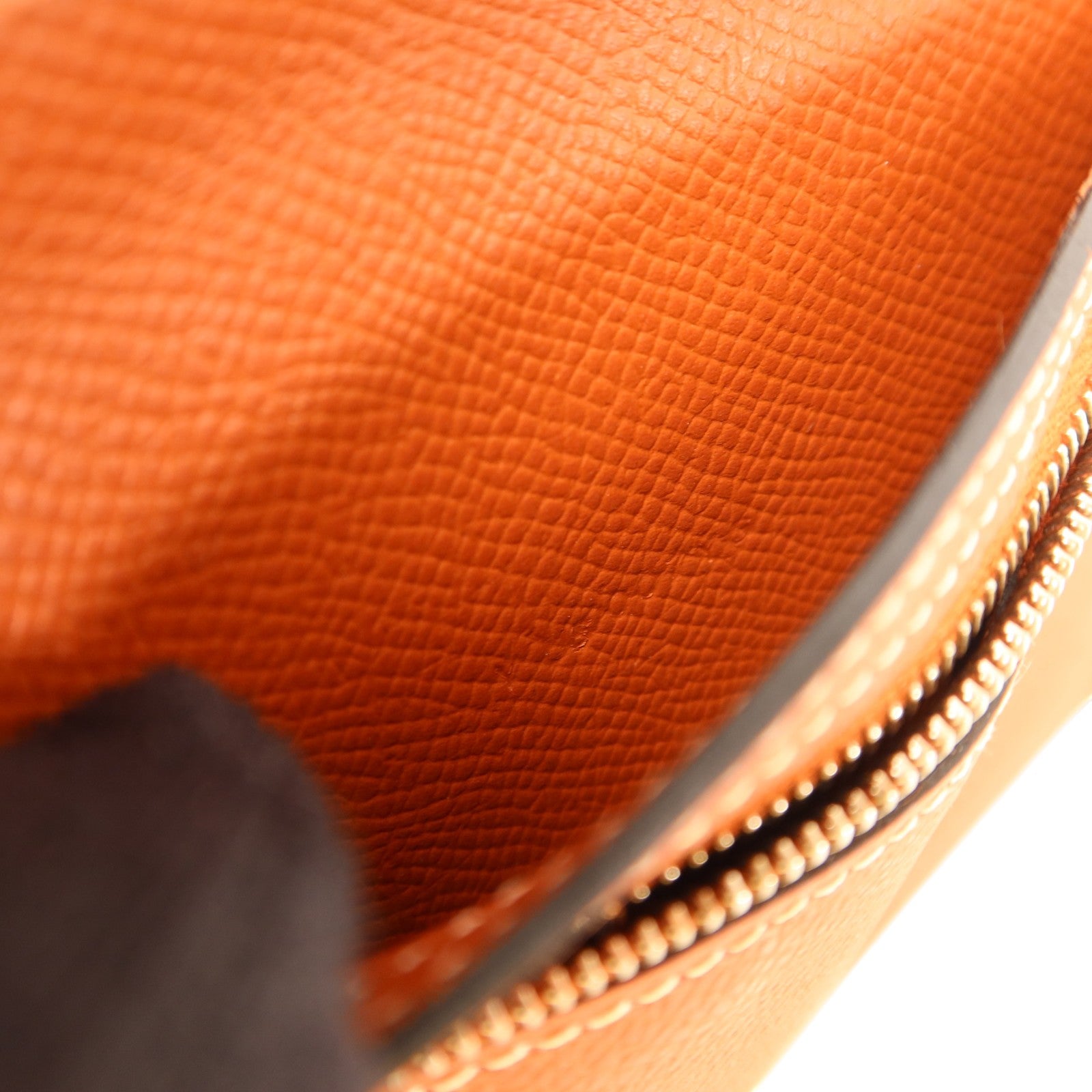 HERMES Epsom皮革Bearn Compact Wallet銀扣錢包Rouge/Rouge Mayen