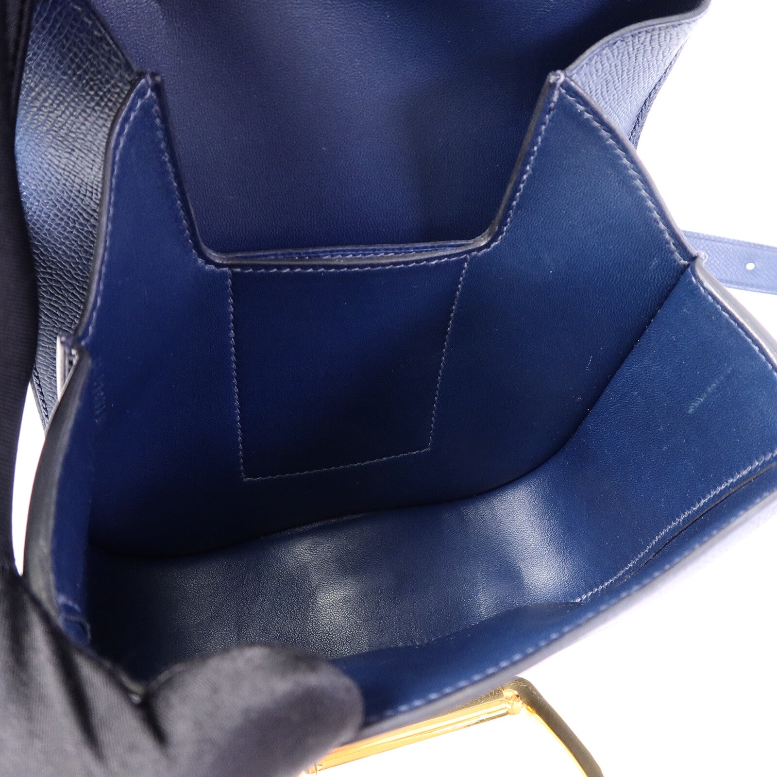 HERMES Epsom皮革Della Cavalleria Mini肩背袋Bleu Indigo