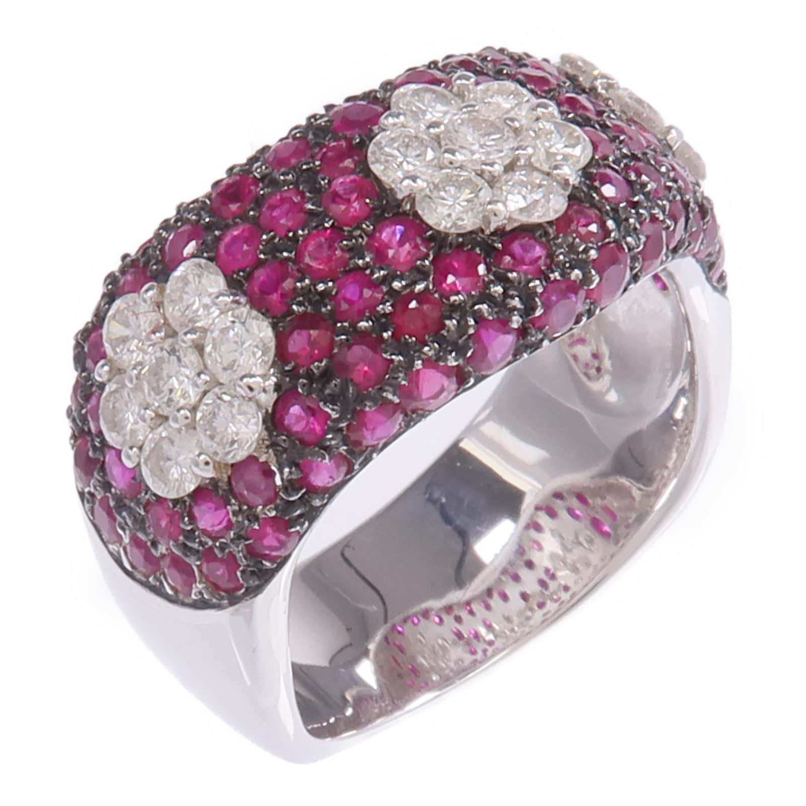 JEWELRY 【激減優惠】18K白金Ruby Diamond Ring紅寶石/鑽石戒指US#6