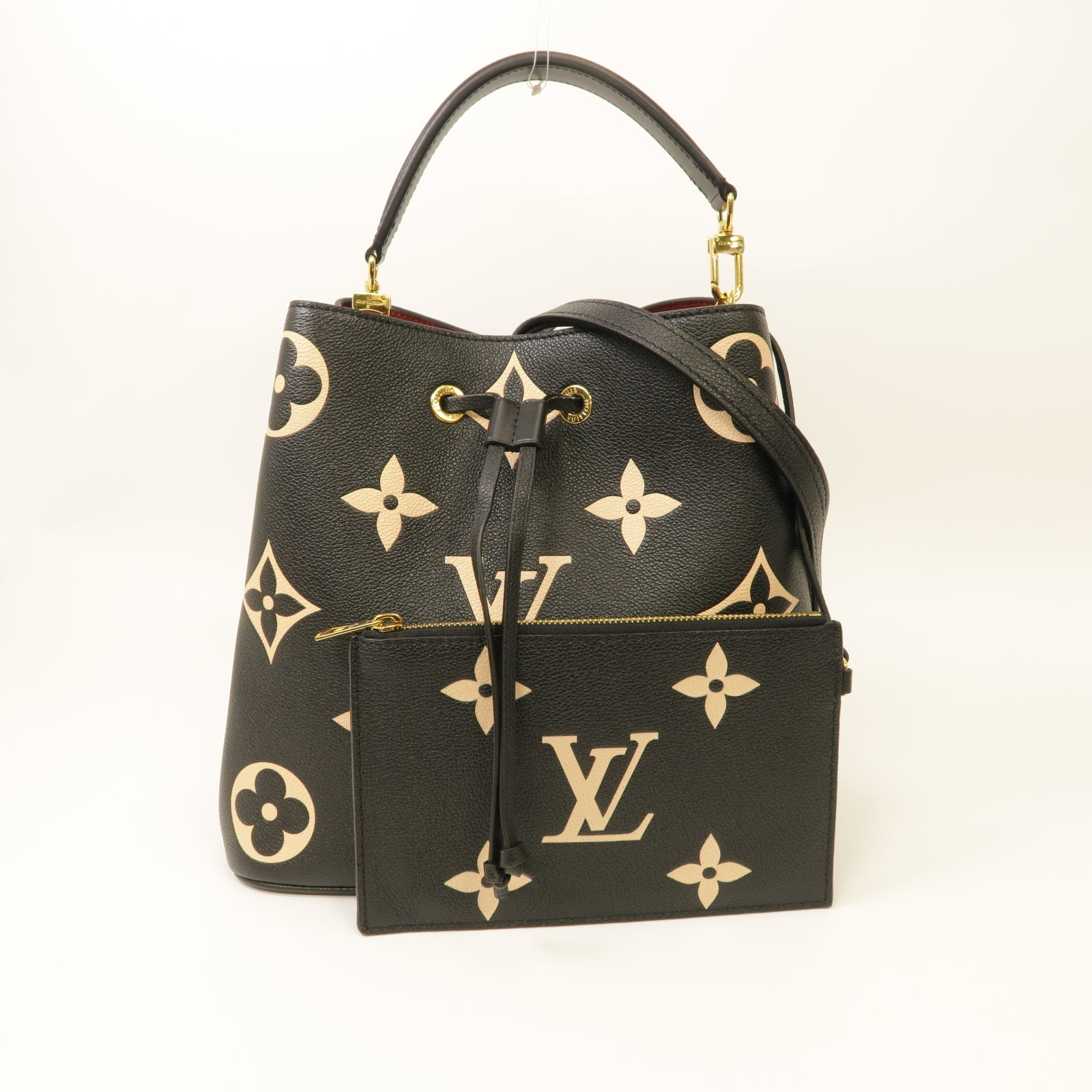 LOUIS VUITTON Monogram Empreinte Neo Noe MM金扣手挽肩背兩用袋黒色