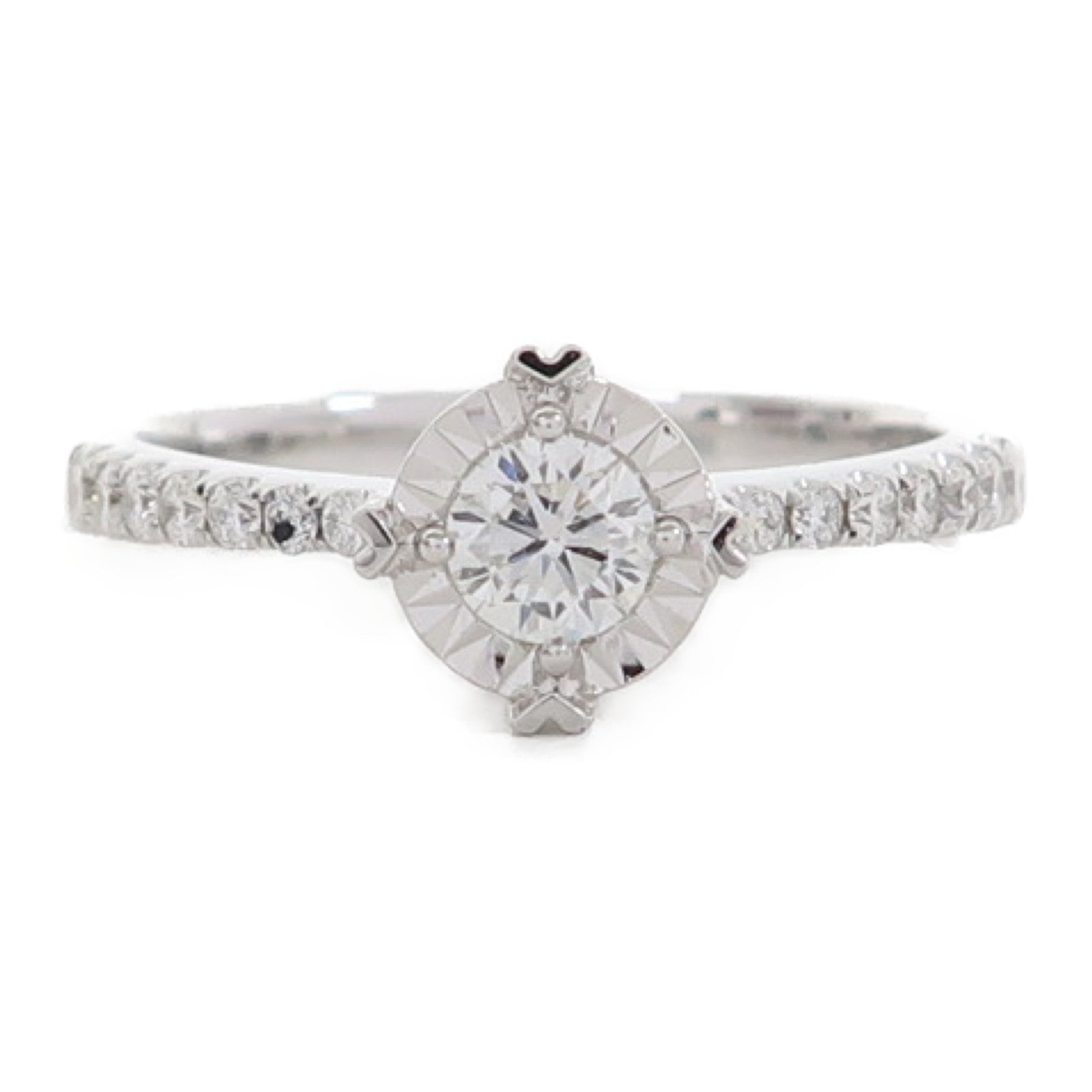 JEWELRY 18K白金Ring 0.23ct鑽石/0.18ct鑽石戒指US#5.75